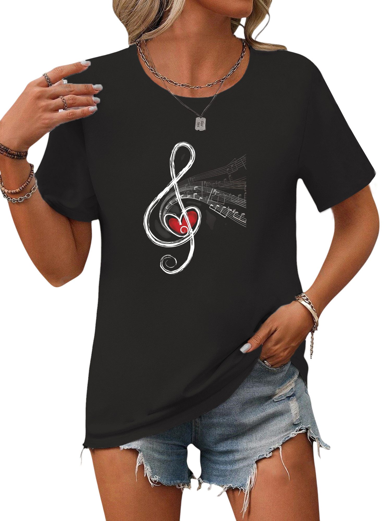 PYL Rundhalsshirt Damen Sommershirt Kurzarm mit günstig online kaufen