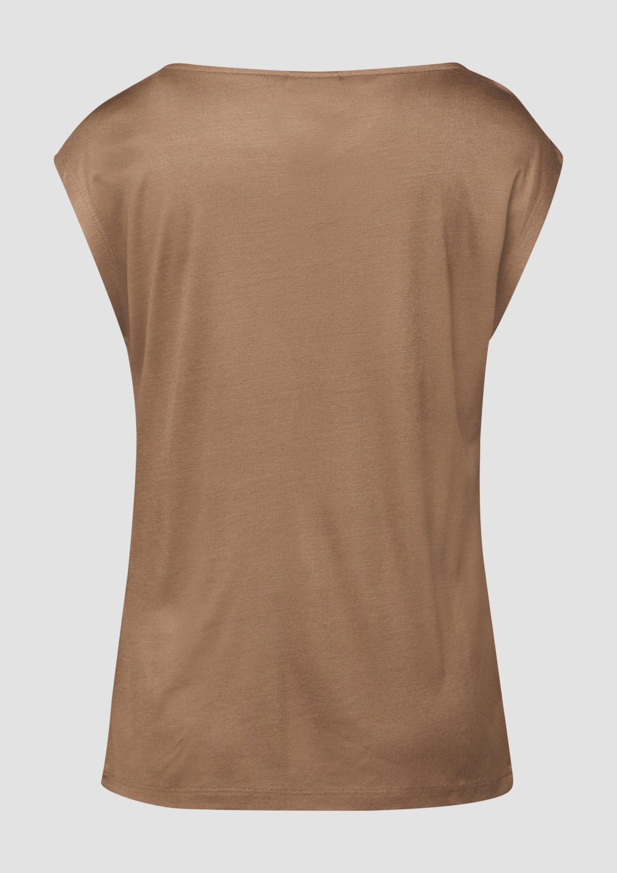 s.Oliver Kurzarmshirt T-Shirt Viskose-Shirt mit Wasserfall-Ausschnitt günstig online kaufen