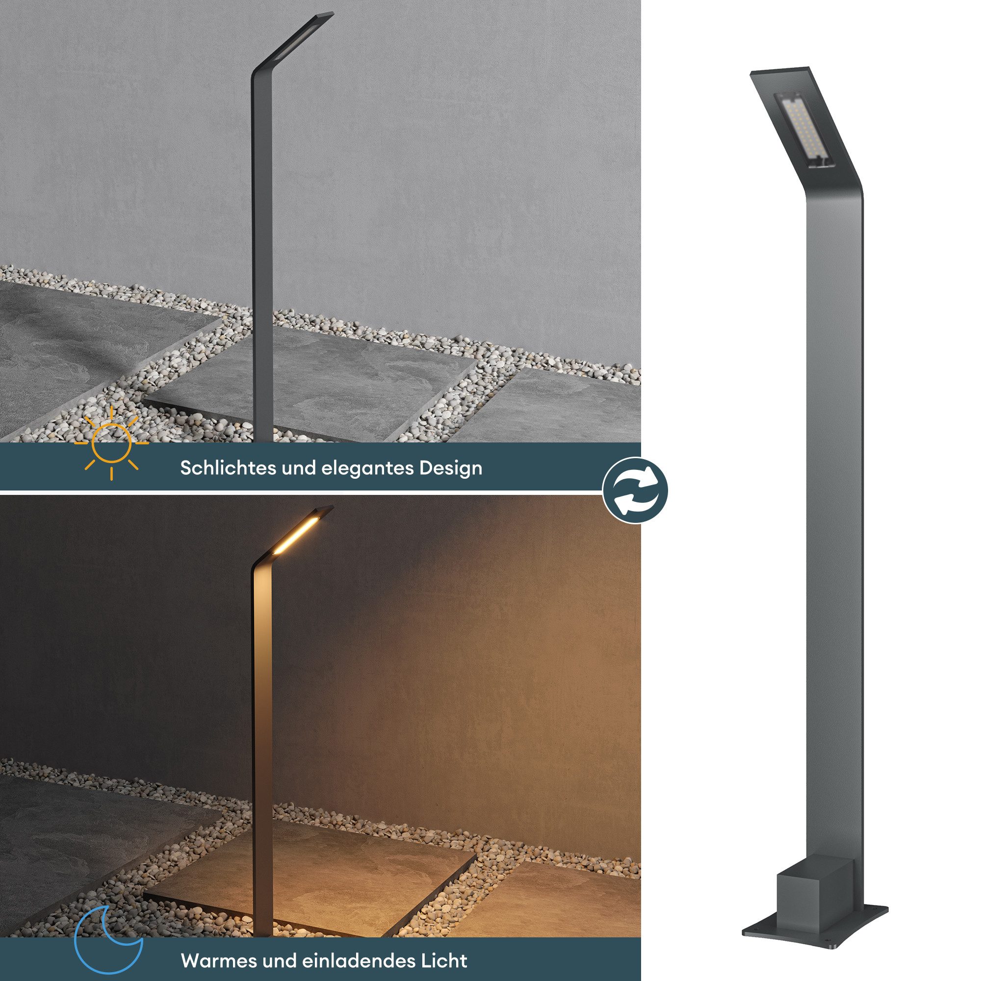 Mai & Mai LED Außen-Stehlampe LED Wegeleuchte IP65 Gartenlampe Standleuchte für Außen 6W 3000K – Bild 4 von 5