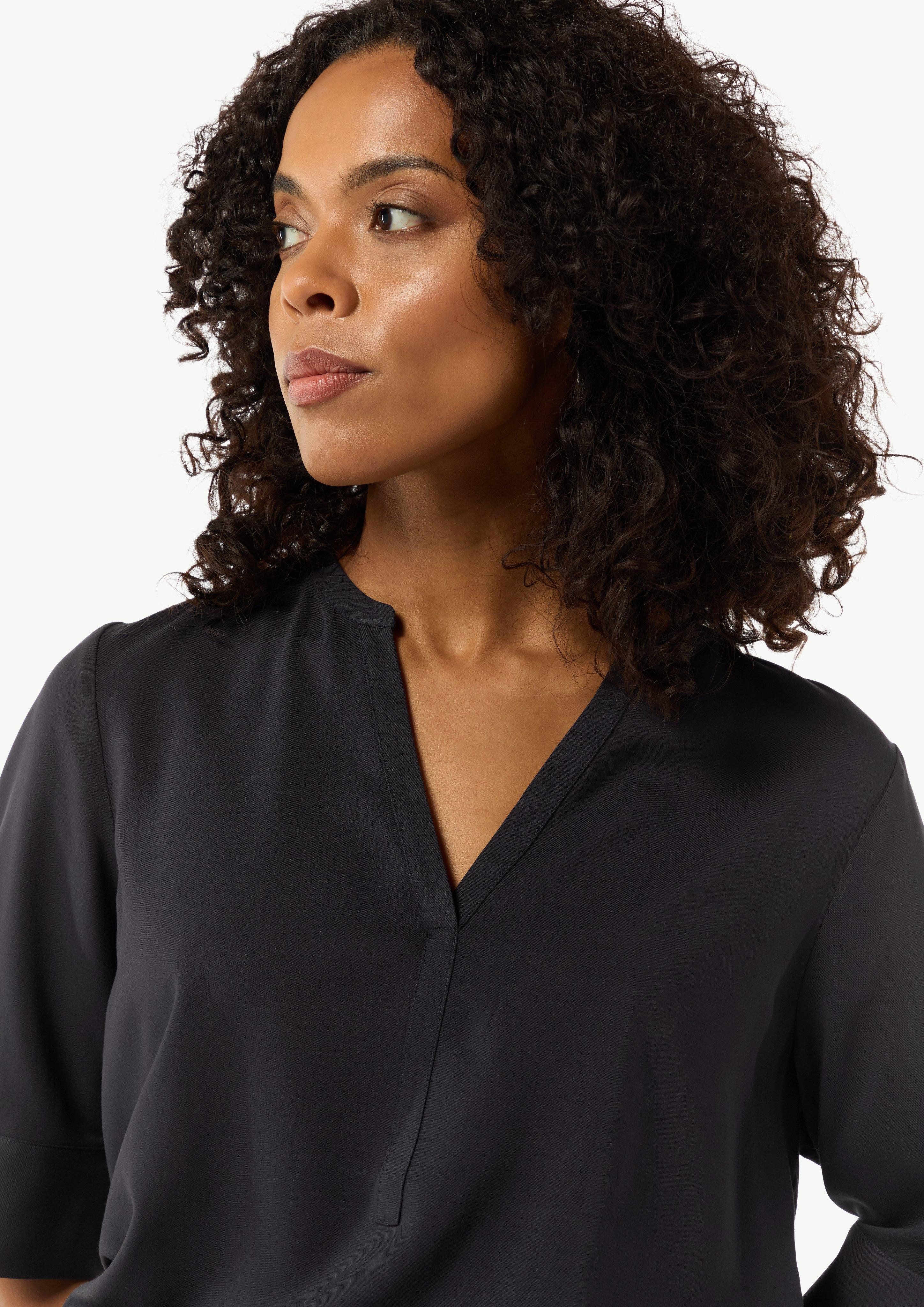 Comma Kurzarmbluse Twill-Bluse im Relaxed Fit günstig online kaufen
