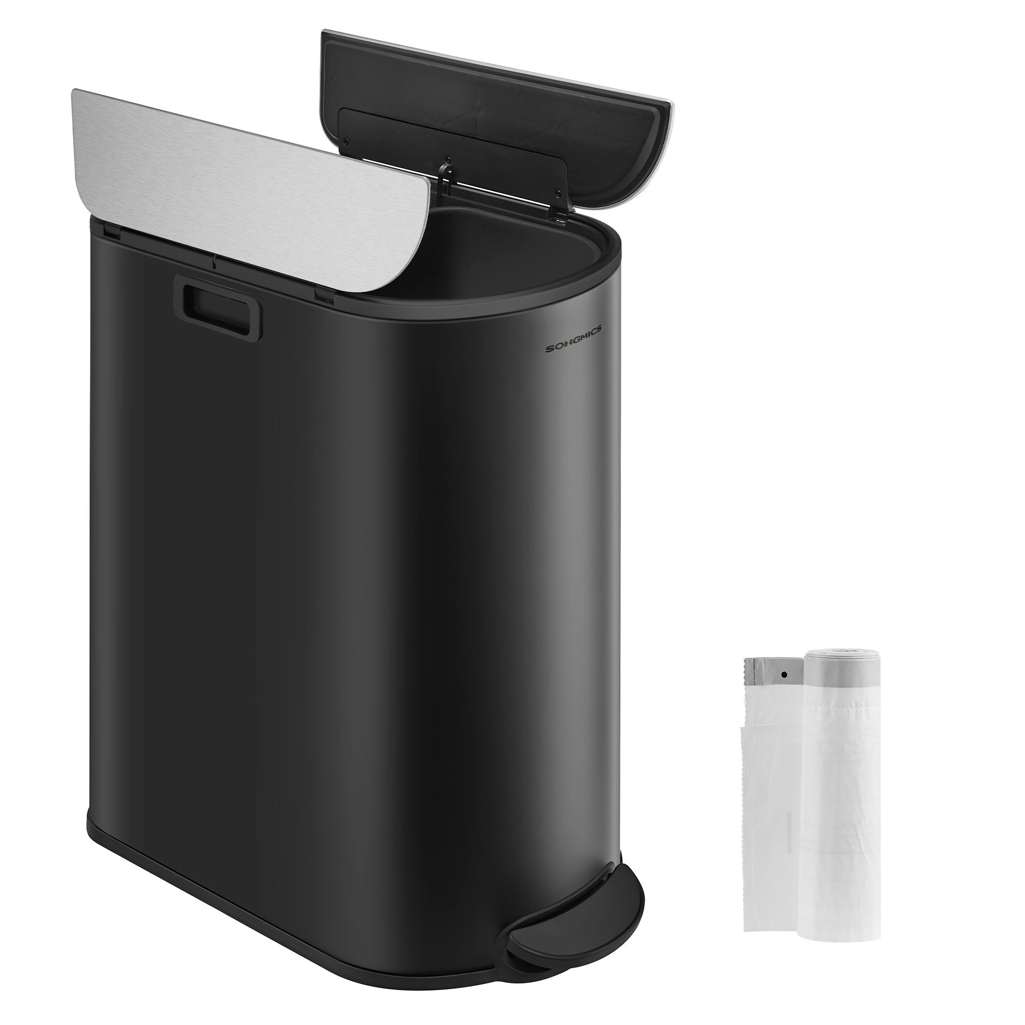 SONGMICS Mülleimer, Küche, Mülltrennsystem 2 Fächer, 30 L und 20 L