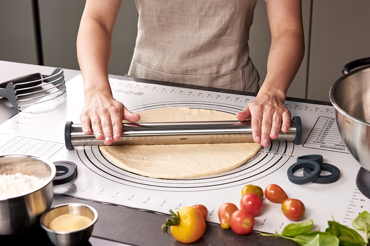GEFU Teigroller Einstellbarer Teigroller REGO Edelstahl Silikon Nu, Nudelholz
