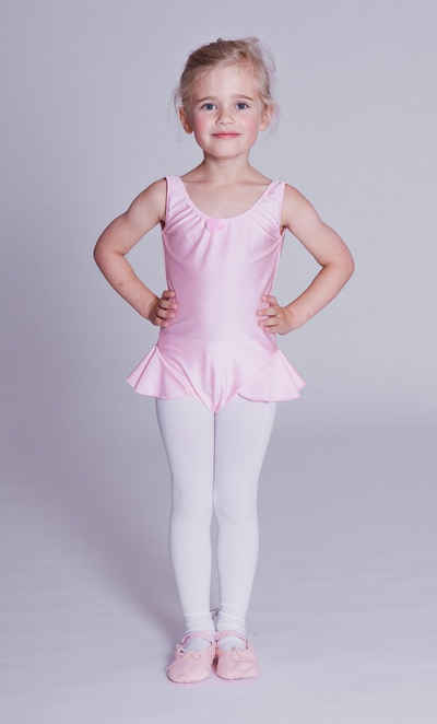tanzmuster Bodykleid Ballettkleid Paula aus glänzendem Lycra Ballett Trikot für Mädchen mit Röckchenansatz