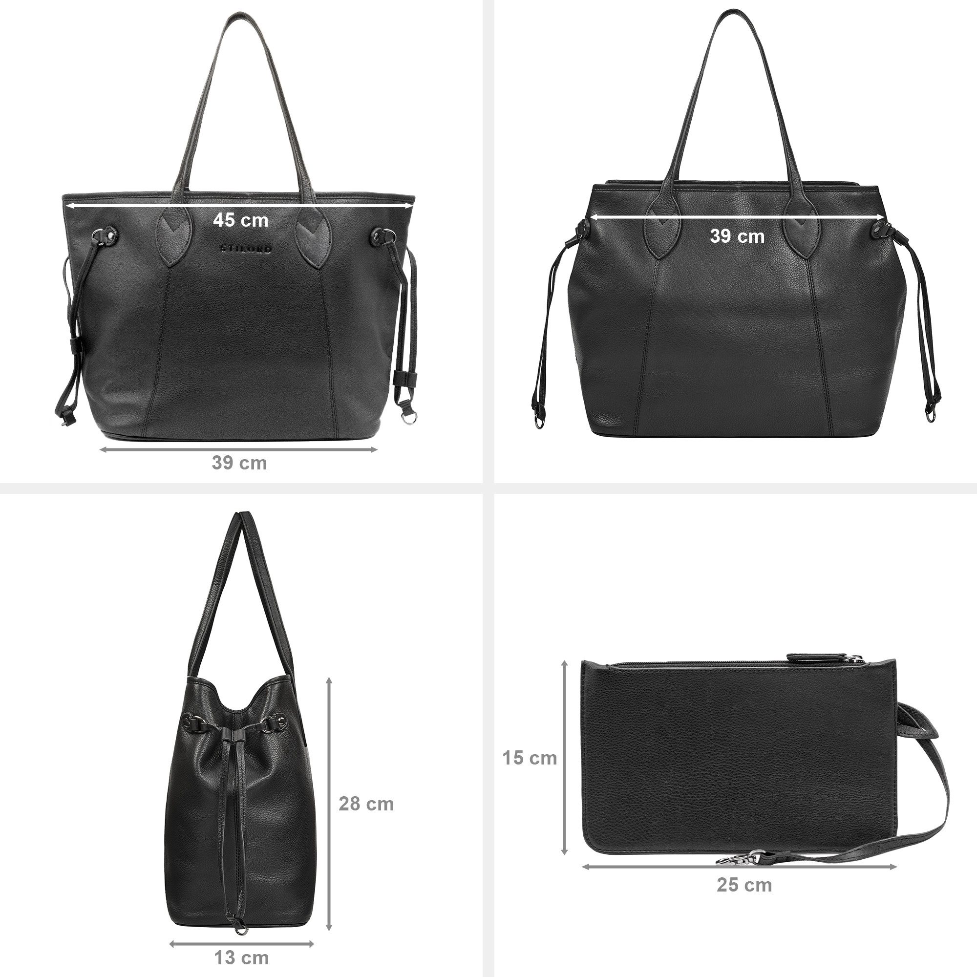 STILORD Handtasche "Camelia" 2-Teilige Shopper Tasche Damen Groß mit Geldbörse Echtleder