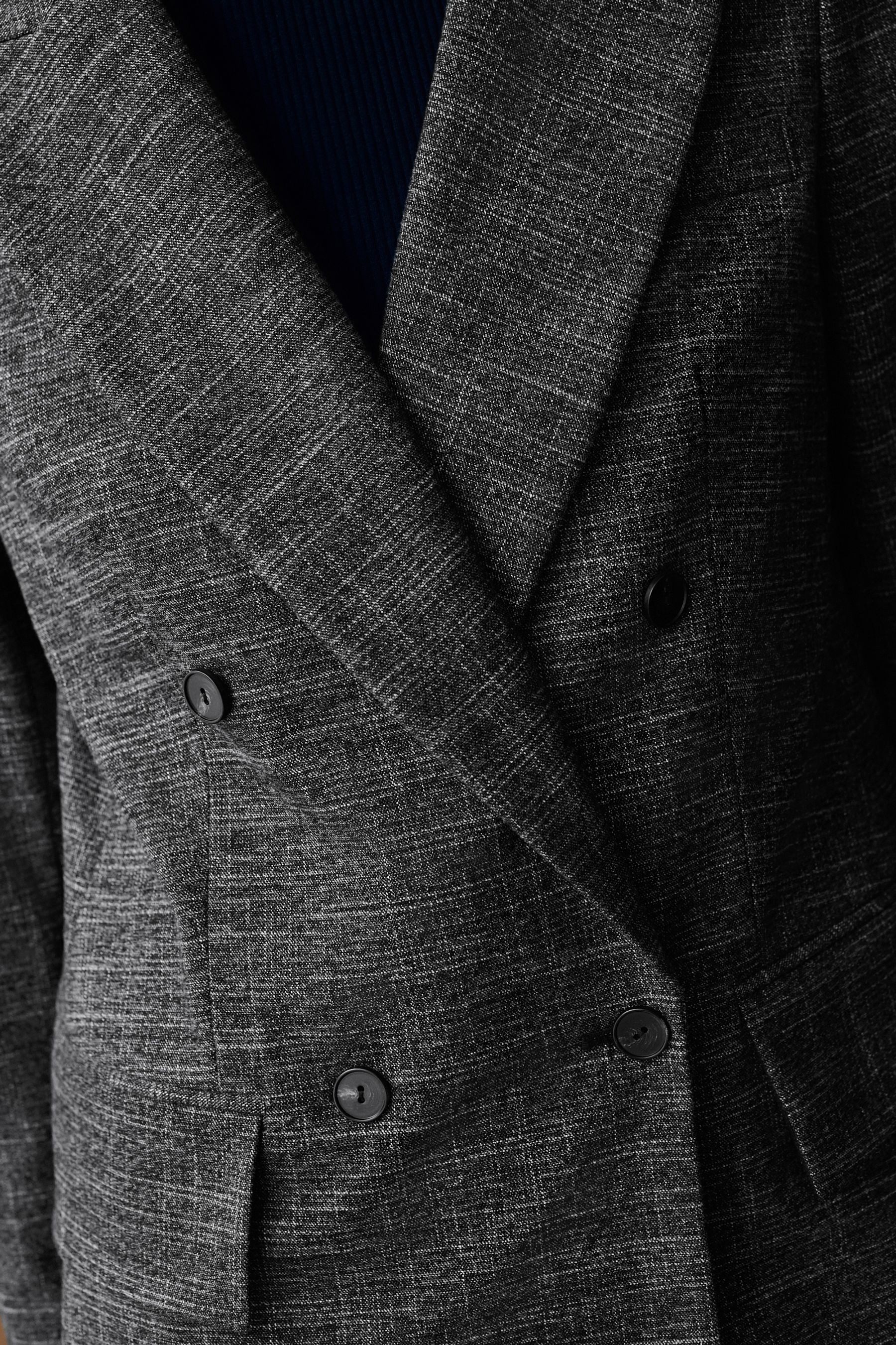 Next Jackenblazer Zweireihiger Kreuzschraffur-Blazer, Kurzgröße (1-tlg)