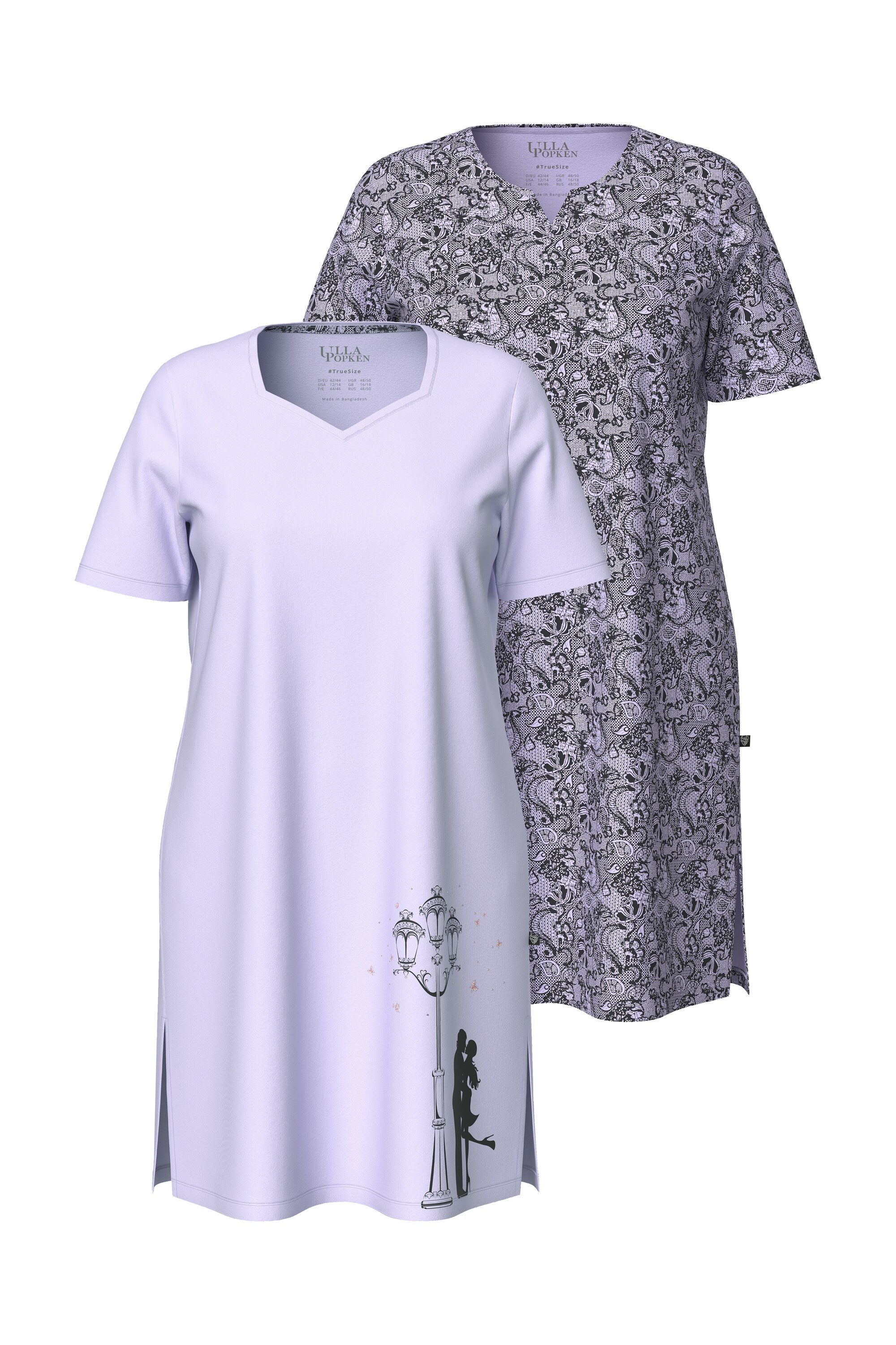 Ulla Popken Bigshirt Bigshirts 2er-Pack Tunika-/Herzausschnitt Halbarm günstig online kaufen