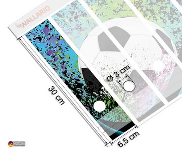 Wallario Etiketten Fußball - Design Wellen und Regenbogen in blau, Ordnerrücken-Sticker in verschiedenen Ausführungen
