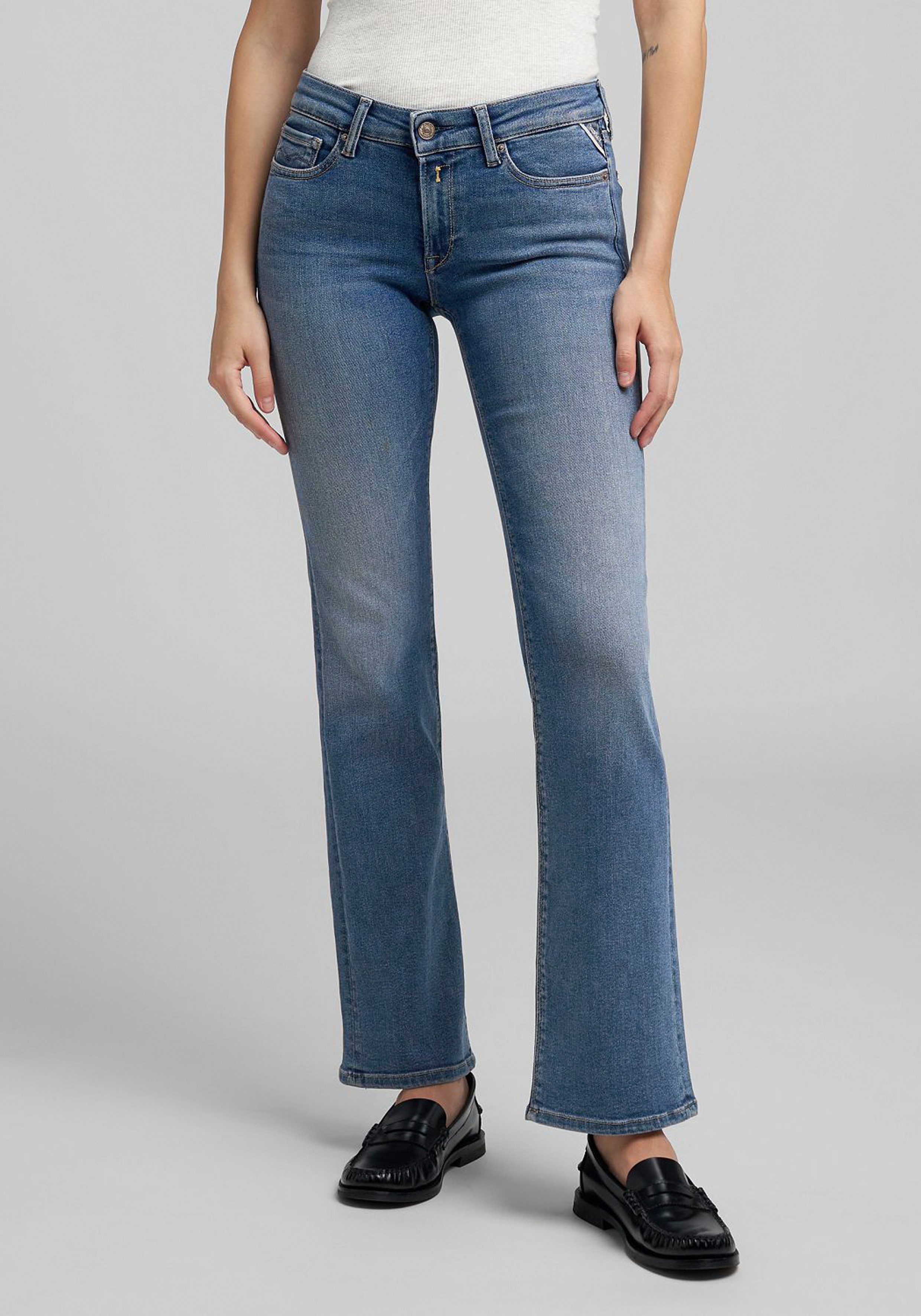 Replay Bootcut-Jeans NEW LUZ mit gesticktem R an der Gesäßtasche