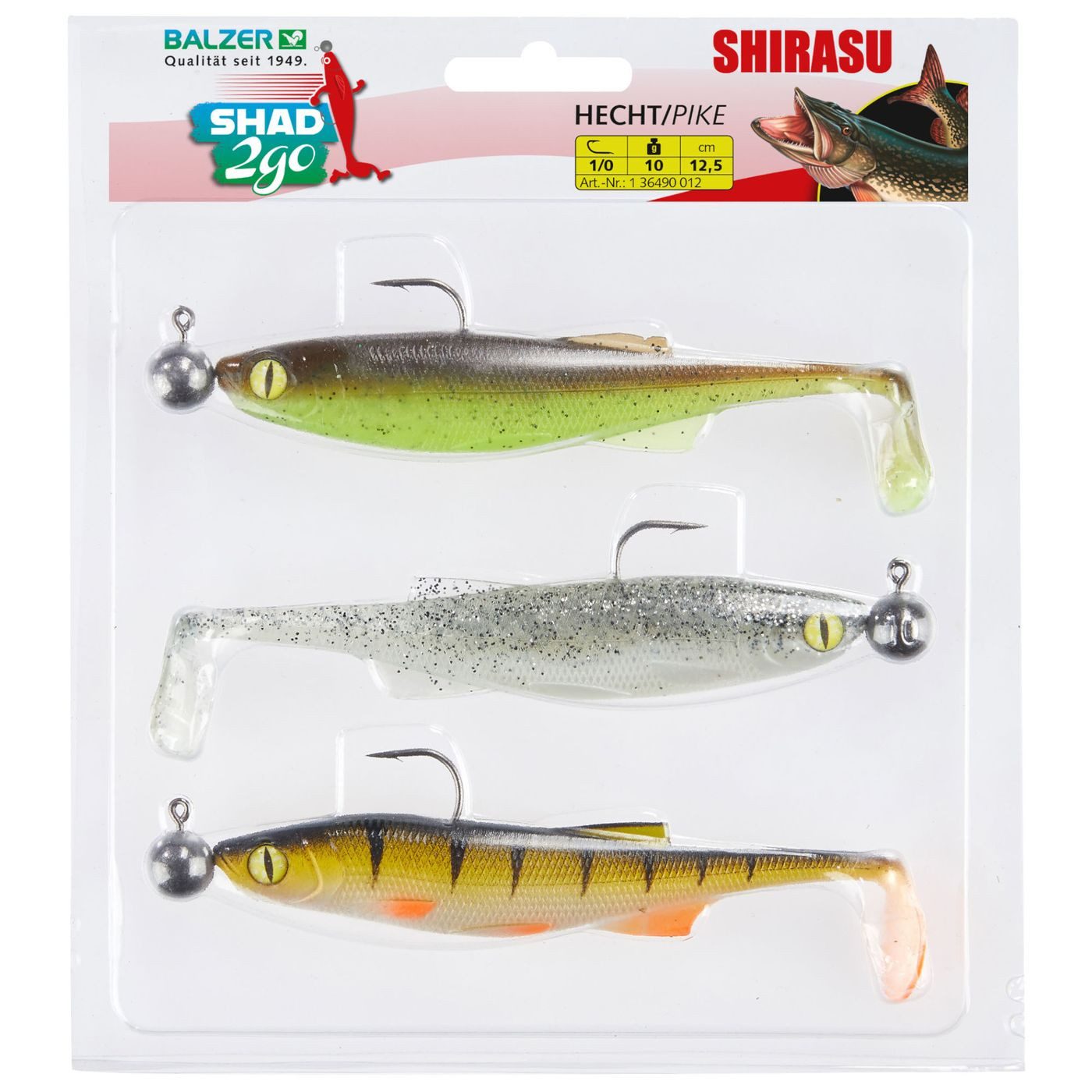 Balzer Искусственная приманка Balzer Shad 2go Set Hecht 12,5cm 10g - 3 Gummifische im Set