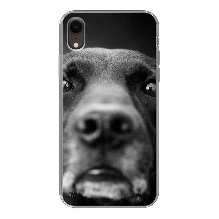 MuchoWow Handyhülle Tierprofil Labrador Hund in schwarz und weiß Handyhülle Apple iPhone XR Smartphone-Bumper Print Handy