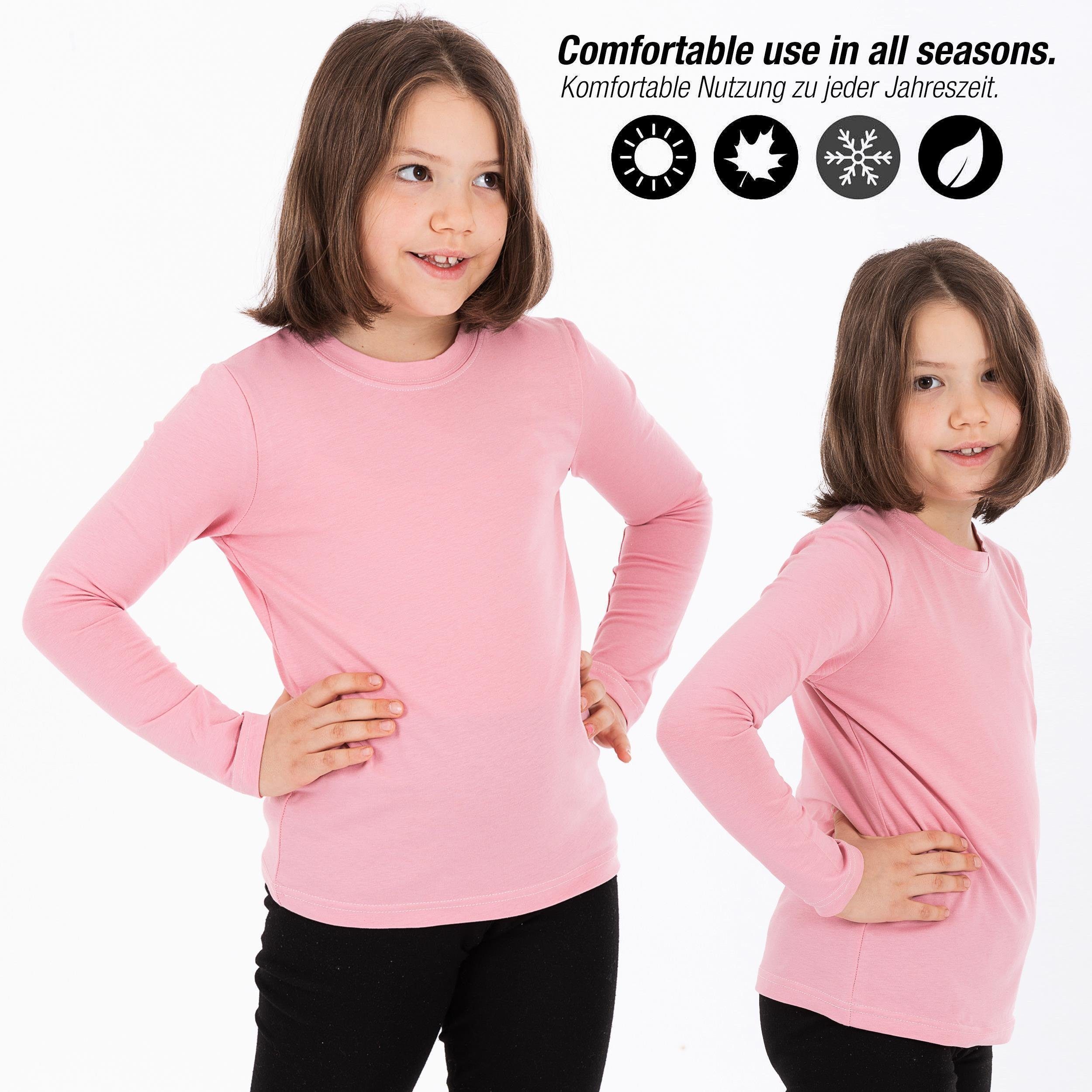 LOREZA Unterhemd 3er Set Mädchen Langarmshirts - Basics - Mehrfarbig (Set, 3-St., 3er-Pack)