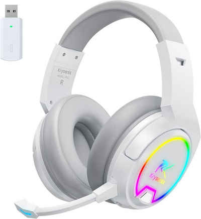 Krysenix PG4 RGB kabelloses 2,4 GHz 7.1 Surround Sound Gaming-Headset (Drahtloses Gaming-Headset mit 2,4-GHz-Funktechnologie. Abnehmbares, mit KI-abnehmbarem Noise-Cancelling-Mikrofon für Laptop)