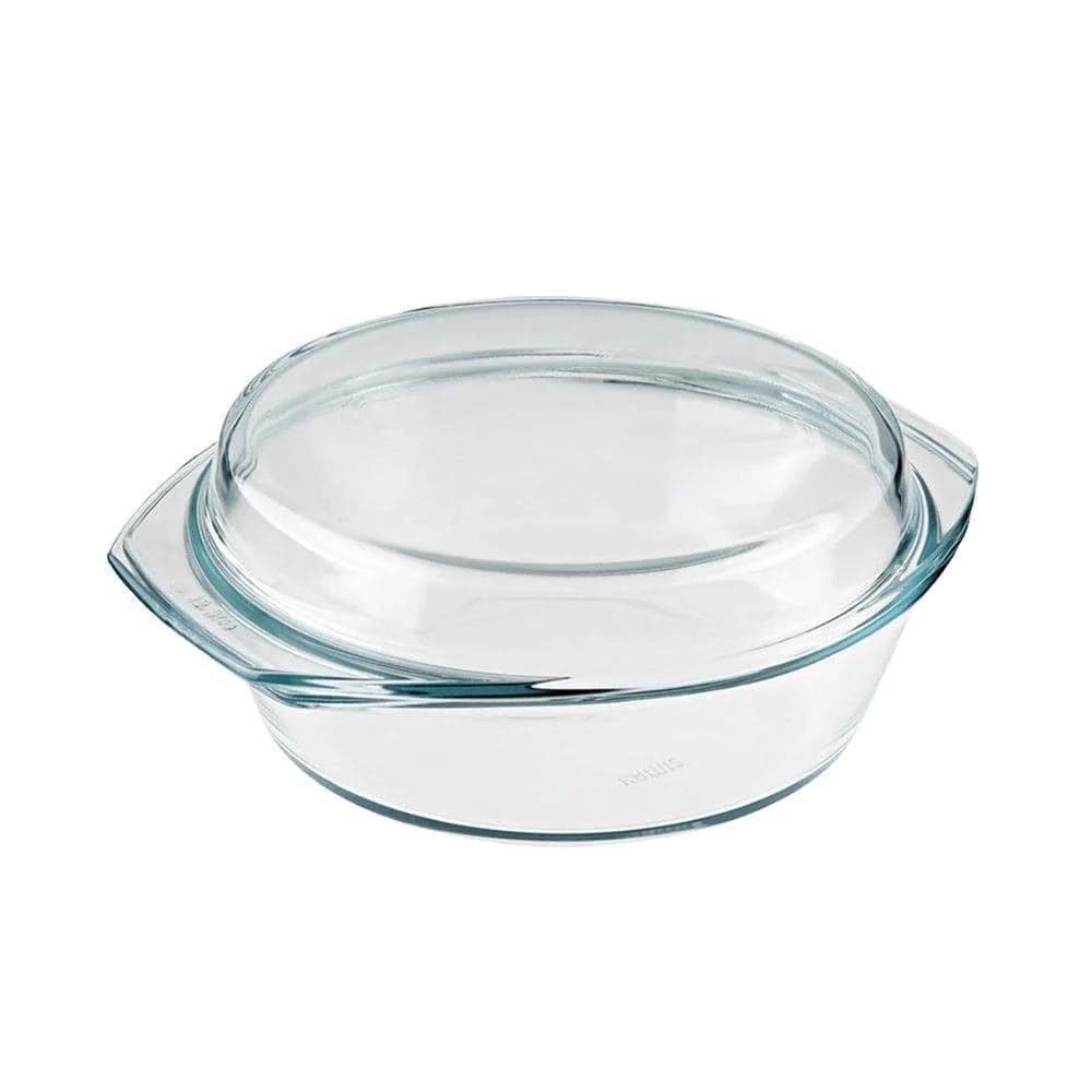 Bohemia Cristal Auflaufform Bohemia Cristal Simax Schüssel rund mit Deckel flach 1,0 L, Glas