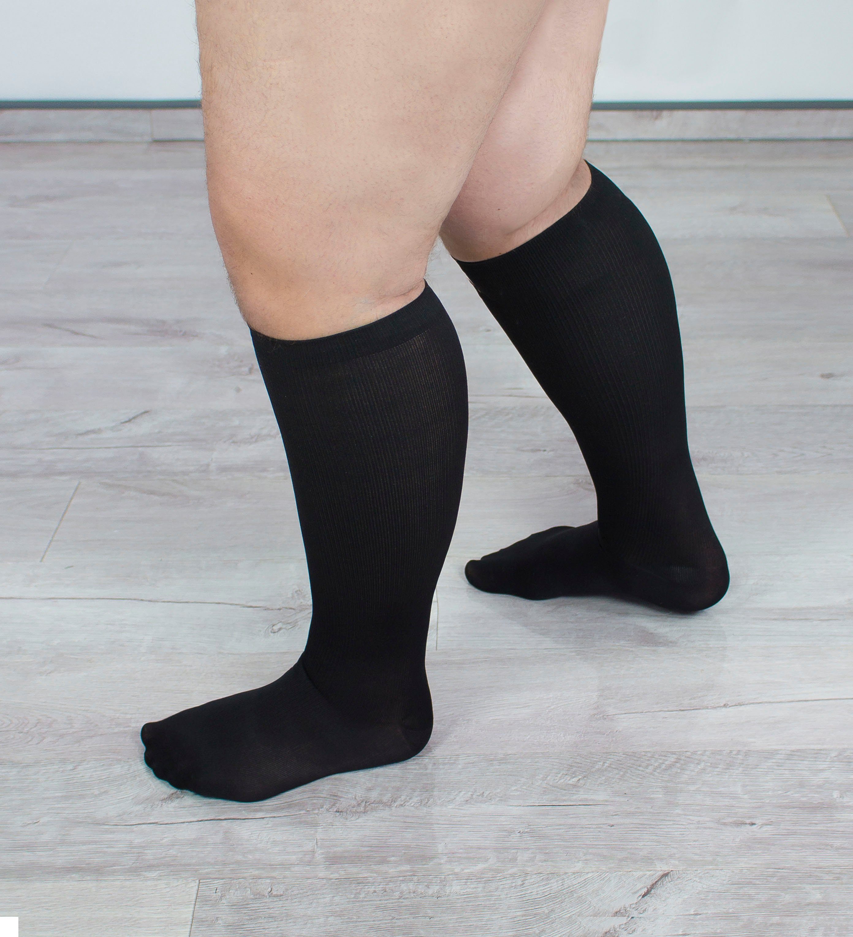 Hydas Stützkniestrümpfe XXL mit extra breiter Beinweite (2-Paar) weicher Abschlussrand, extrem dehnbar, pflegeleichte Qualität