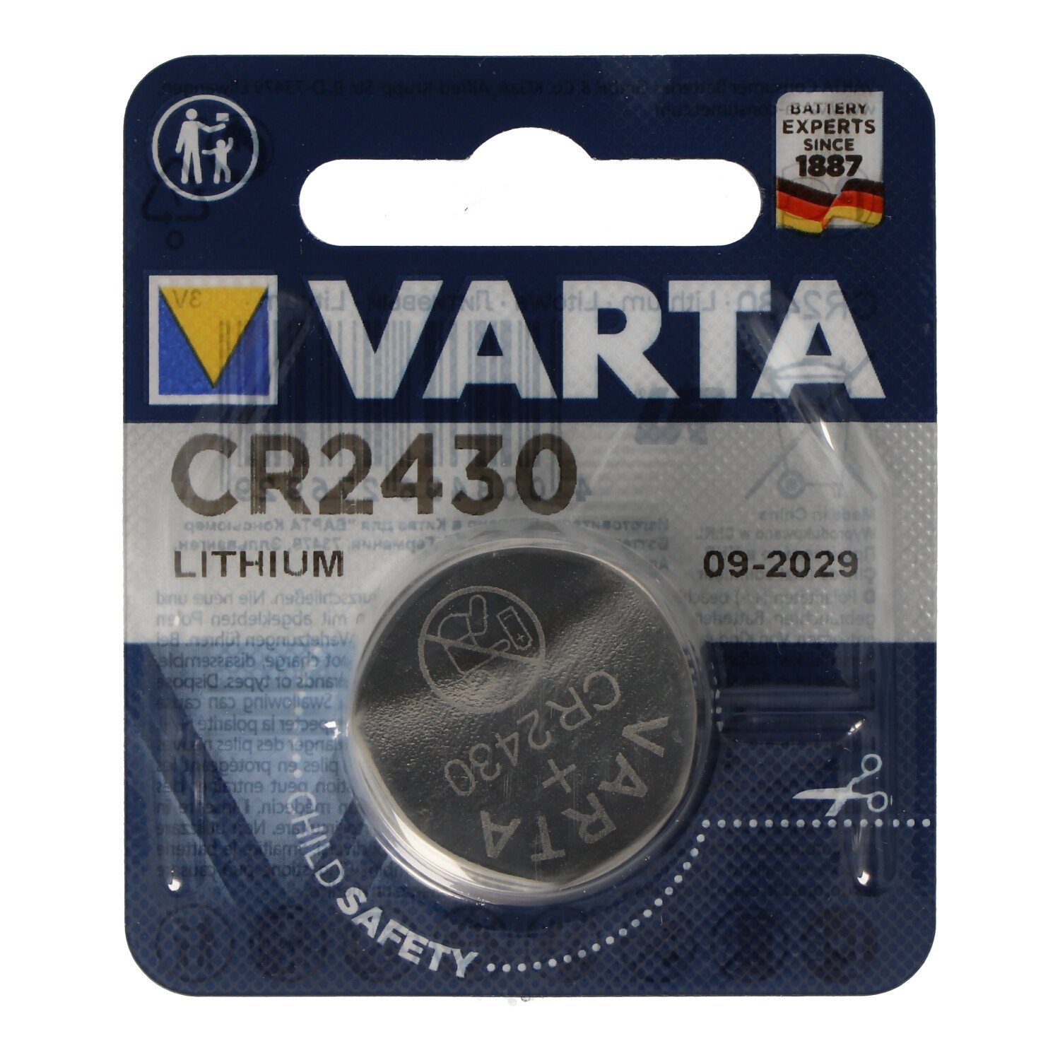 VARTA BATLI08 Lithium Knopfzelle 3 Volt Batterie BATLI08 passend für Daitem Akku 280 mAh (3,0 V)