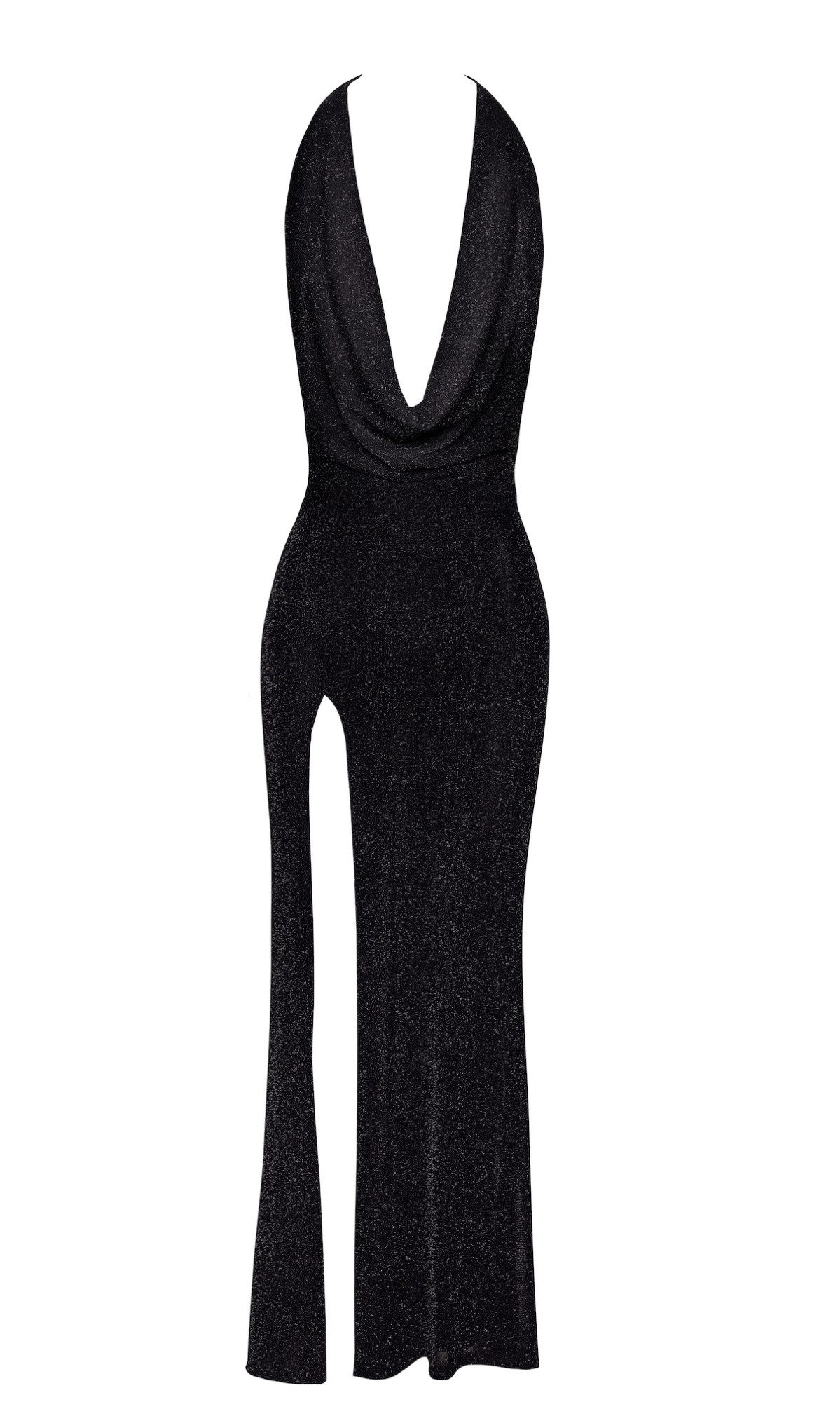 Noir Handmade Minikleid Transparentes langes Schulterfreies Kleid aus schwarzem Tüll Neckholde