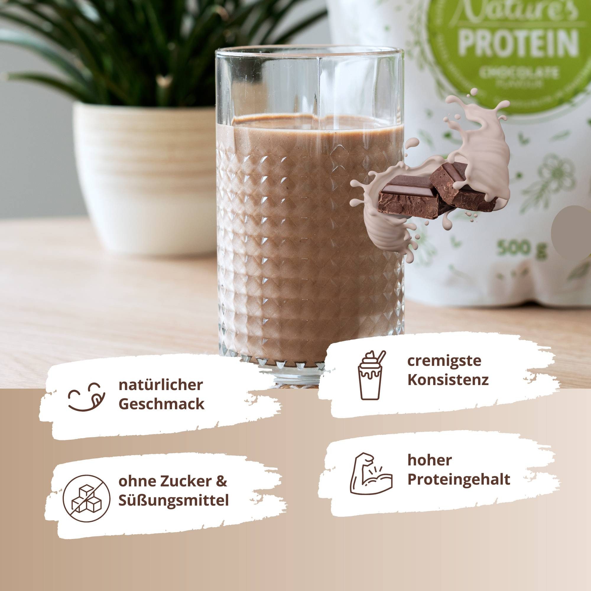 nutri+ Natures Protein - Eiweißpulver ohne Süßstoff Pulver, 1 er