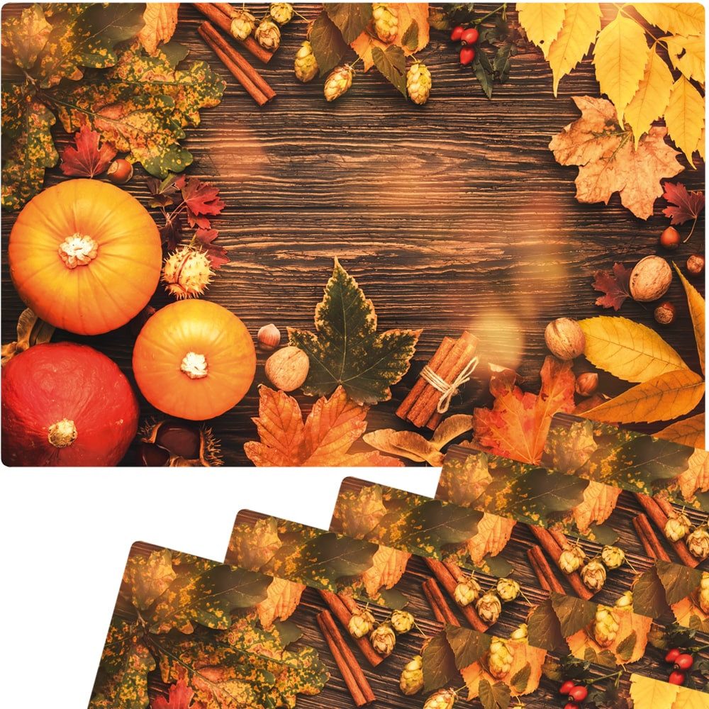 matches21 HOME & HOBBY Platzset Abwaschbare Tischsets 6er Set Herbst Kürbisse Erntedank, (6-St), Platzsets als Tisch-Untersetzer und Tisch-Deko für Esstisch Teller