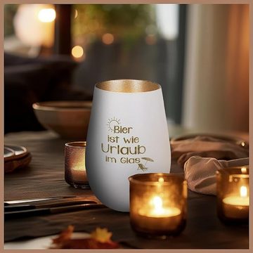 Der Porzellan-Laden Windlicht Graviertes Windlicht: Einzigartiges humorvolles Geschenk - 'Bier ist