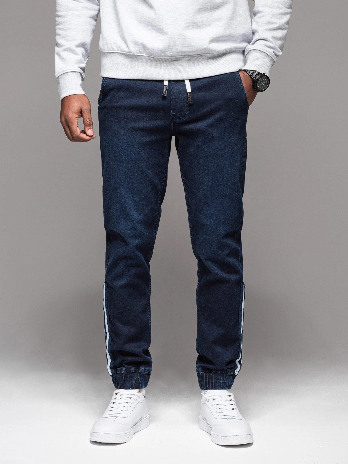 OMBRE Jeggings Herren-Jogginghose aus Denim mit Streifen günstig online kaufen