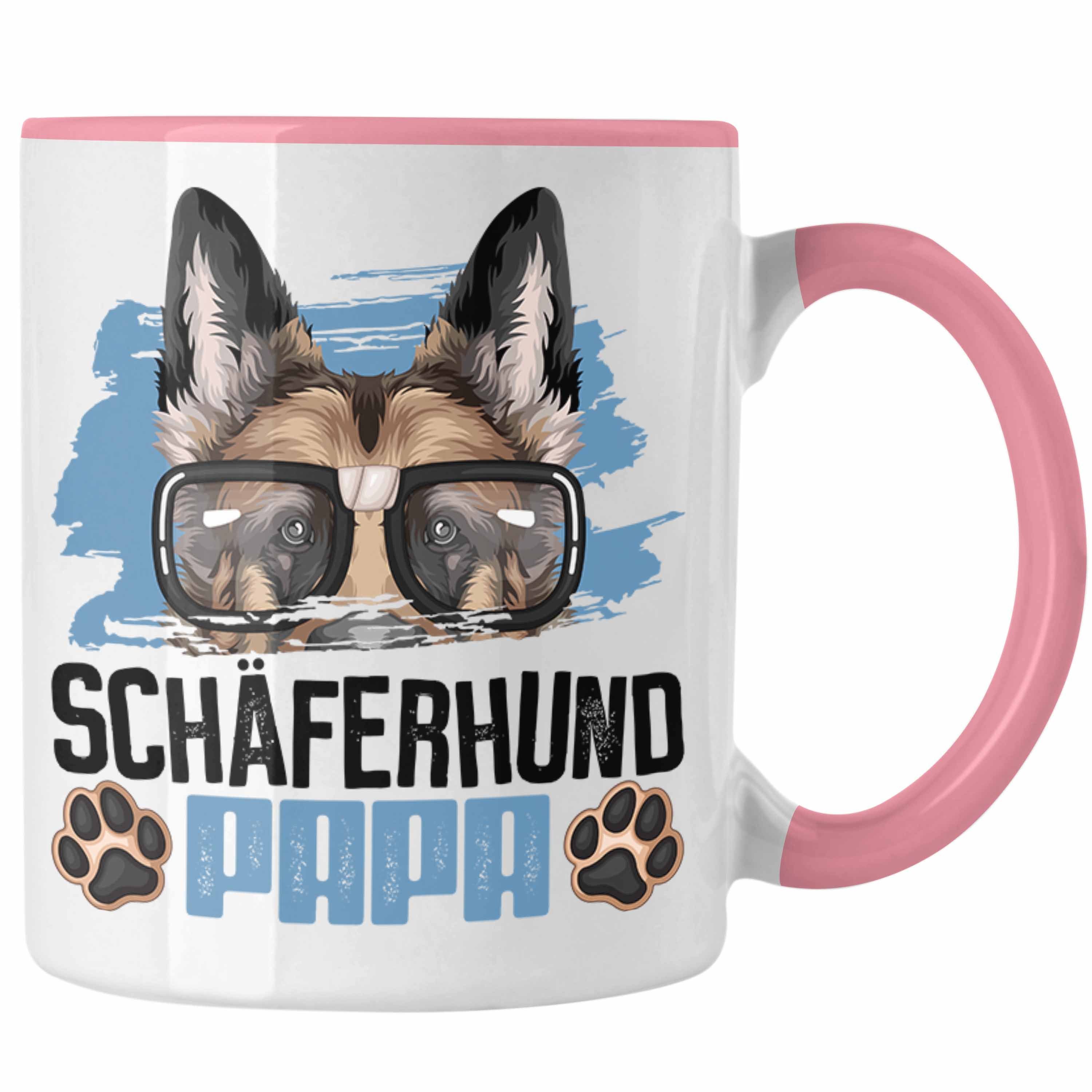 Trendation Tasse Schäferhund Papa Besitzer Tasse Geschenk Lustiger Spruch Geschenkidee Rosa