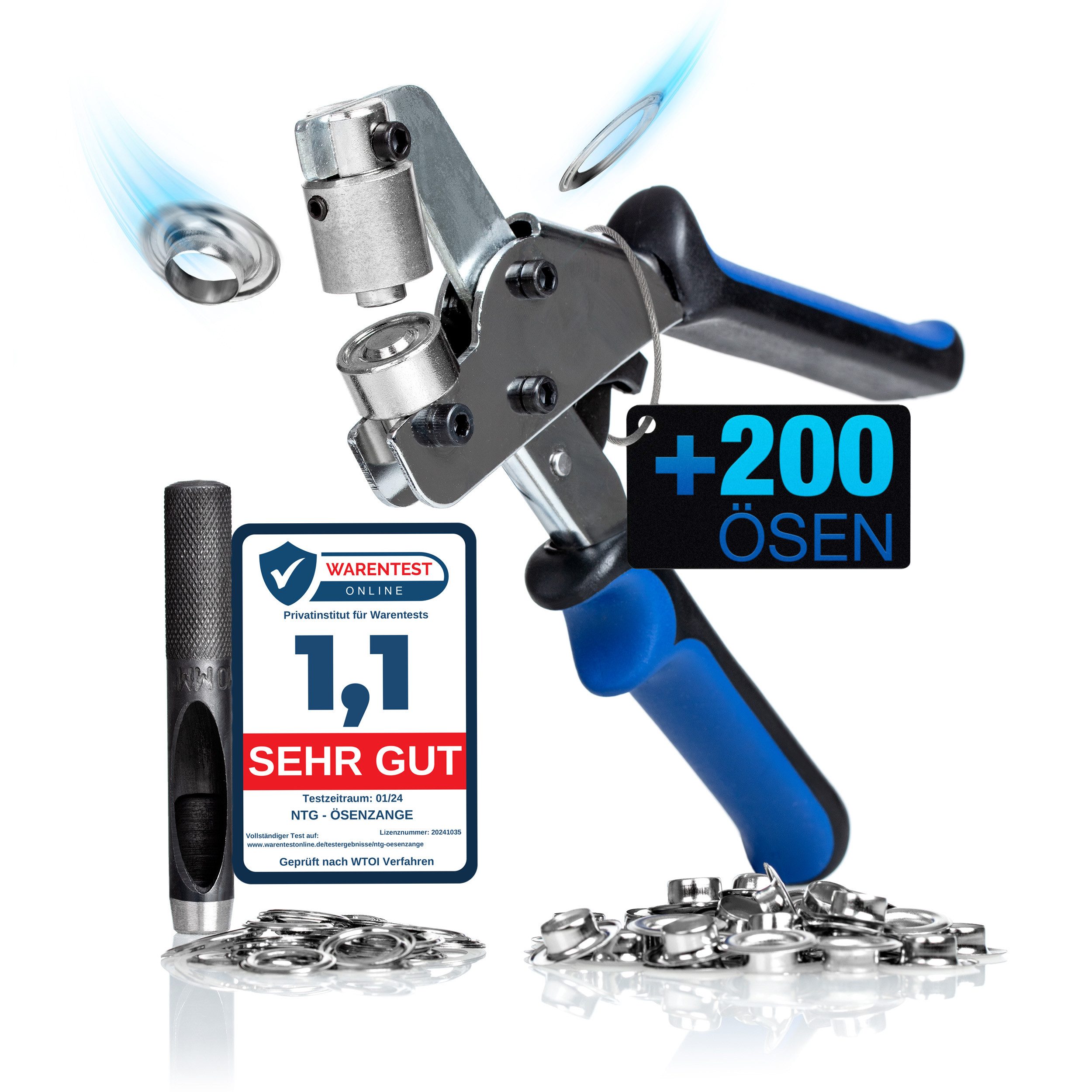 NTG Nutzfahrzeug Technik GmbH Ösenzange SET (10mm) Magnetische Ösenpresse aus Stahl Lochzange Інструмент, 1-tlg.