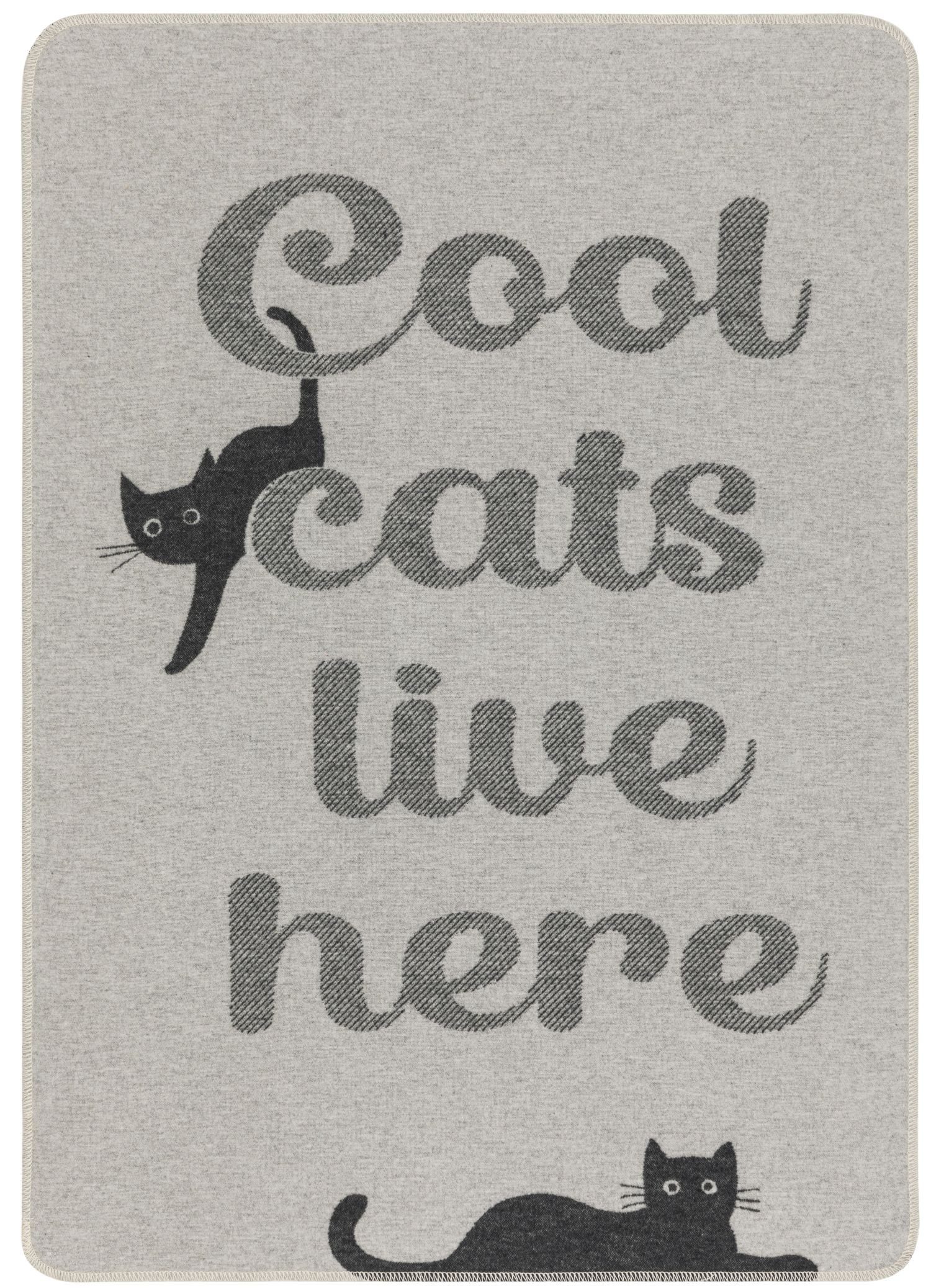 DAVID FUSSENEGGER Tierdecke Katzendecke 'cool cats...' 70 x 90 cm Filz- Grau