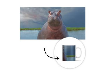 MuchoWow Tasse Nilpferd - Wasser - Wolken, Keramik, Kaffeetassen, Teetasse, Becher, Teetasse, Geschenk
