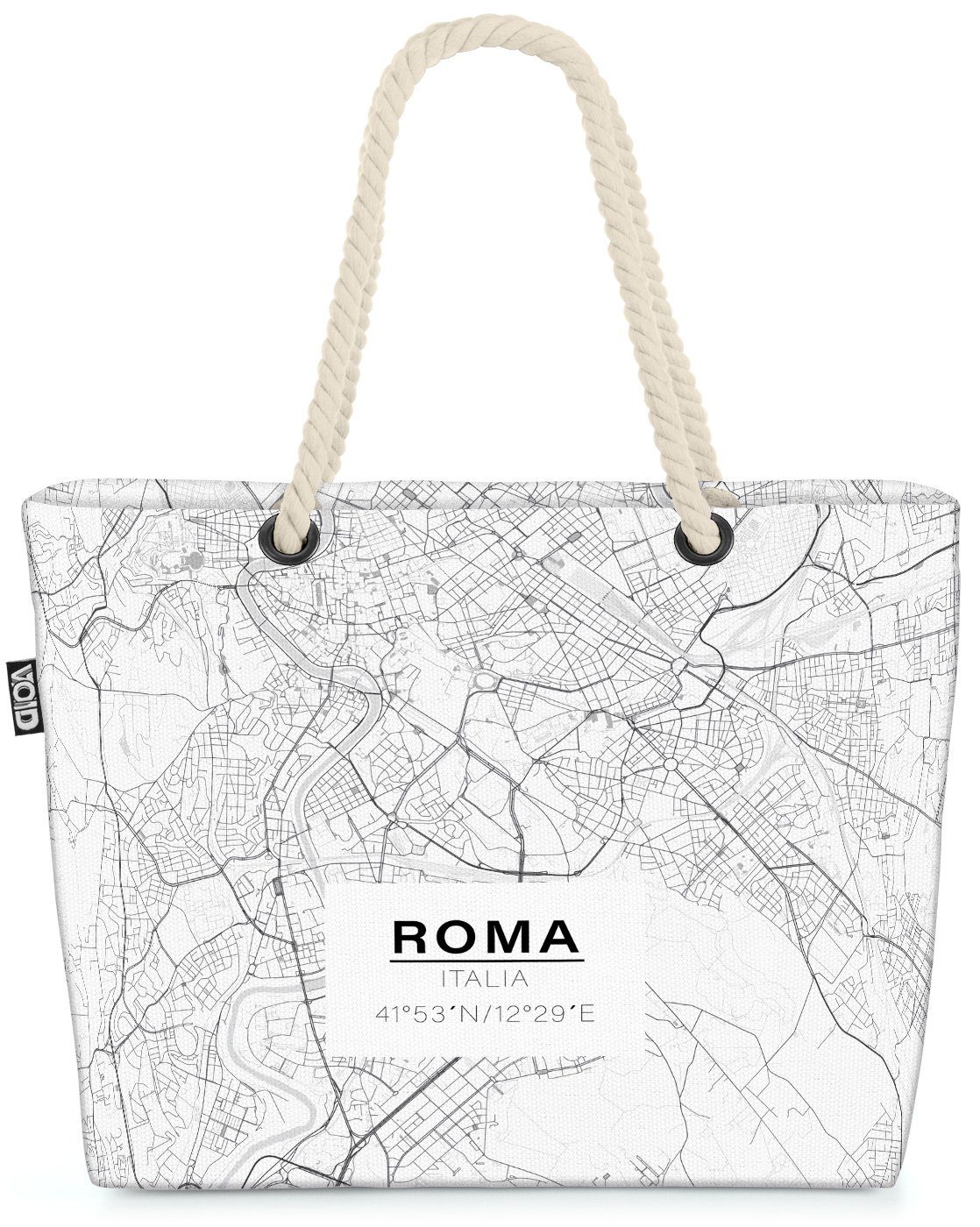 VOID Henkeltasche (1-tlg), Rom Stadtkarte Beach Bag Italien Karte Landkarte Stadt Städtereise Vatikan