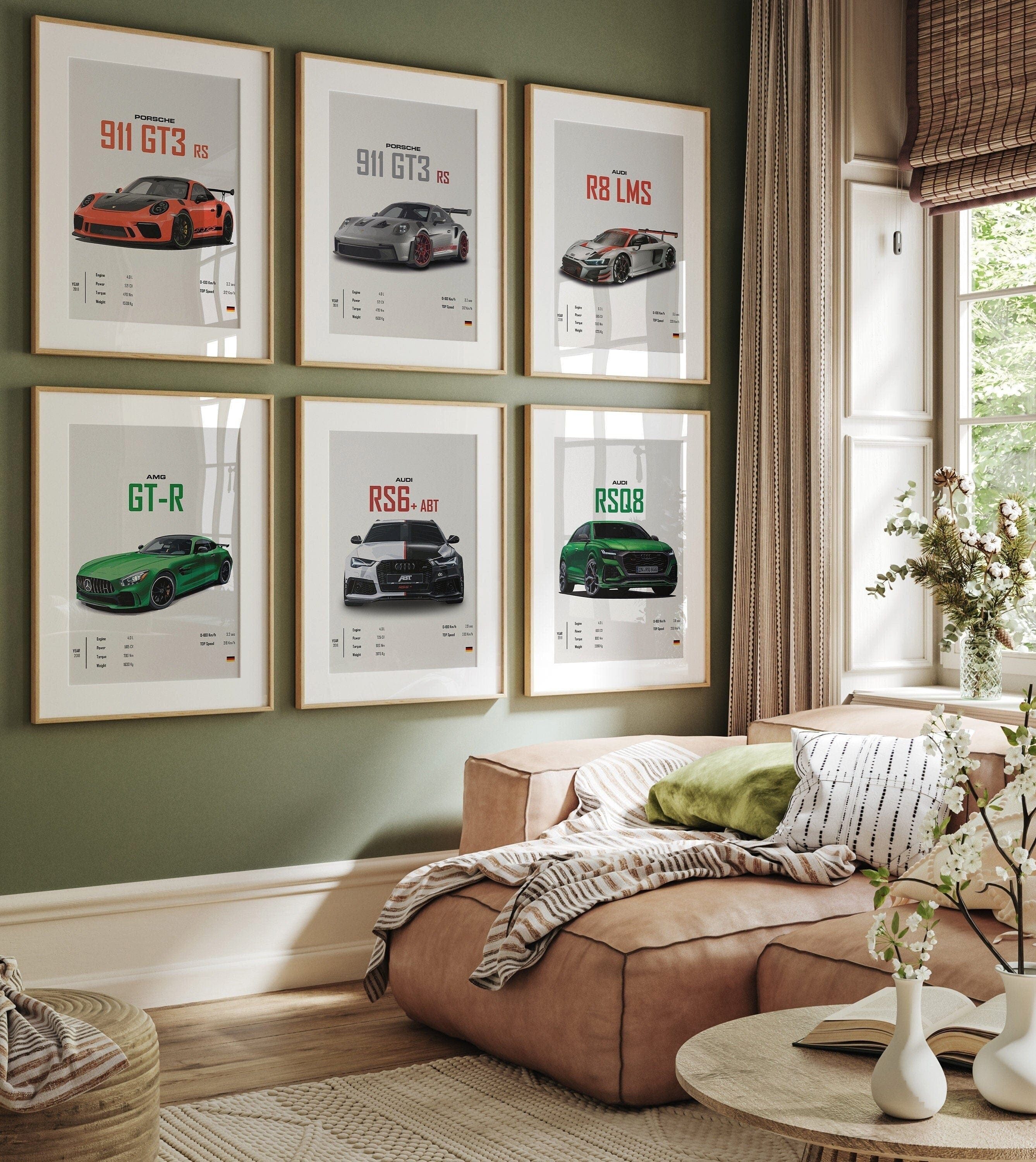 JUSTGOODMOOD Poster Sportwagen PORSCHE 911 AUD Rs MERCEDES Amg Gtr Super Sport Auto Gesche, PORSCHE 911 GT3 RS Silber (1 St)