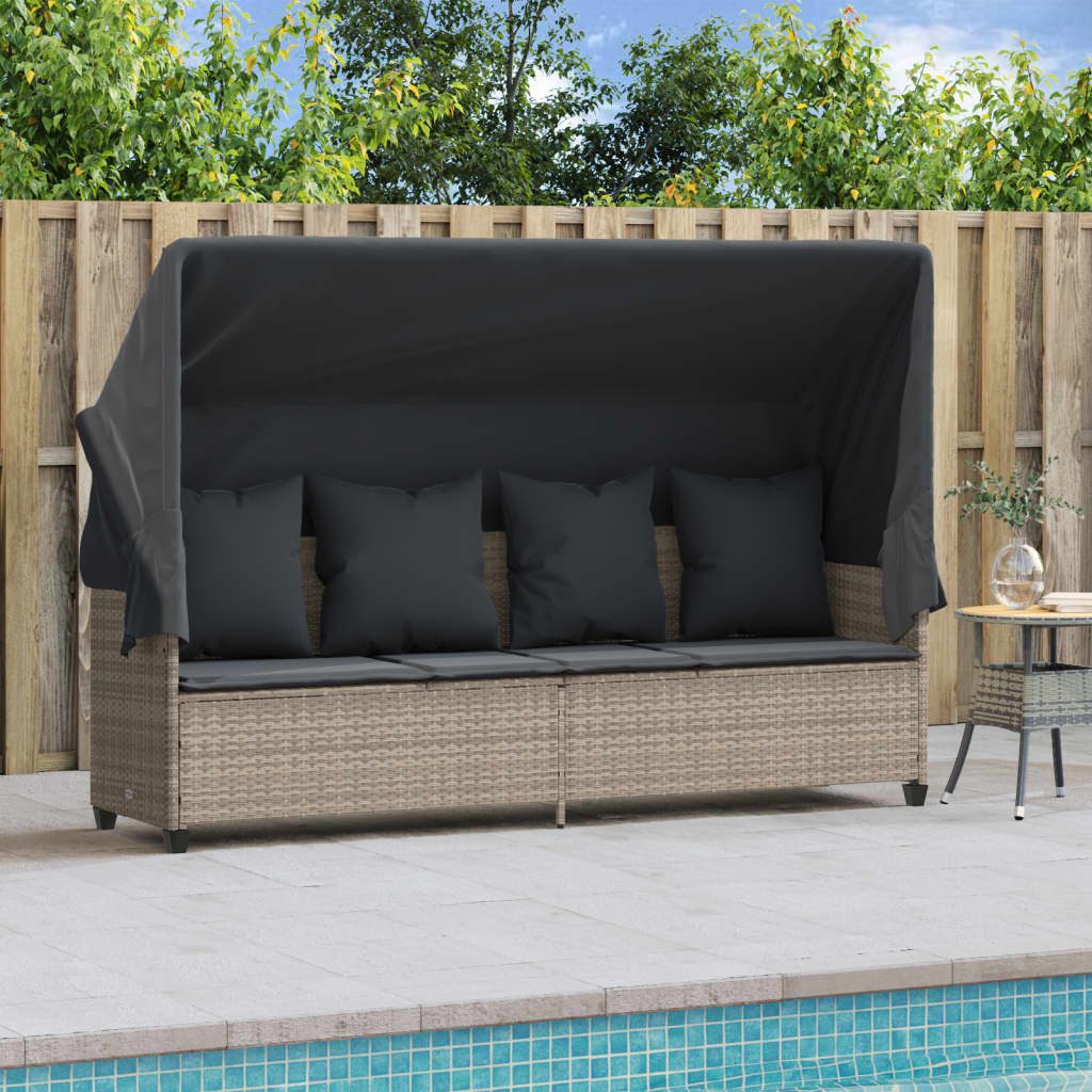 vidaXL Gartenliege Sonnenliege mit Dach und günstig online kaufen