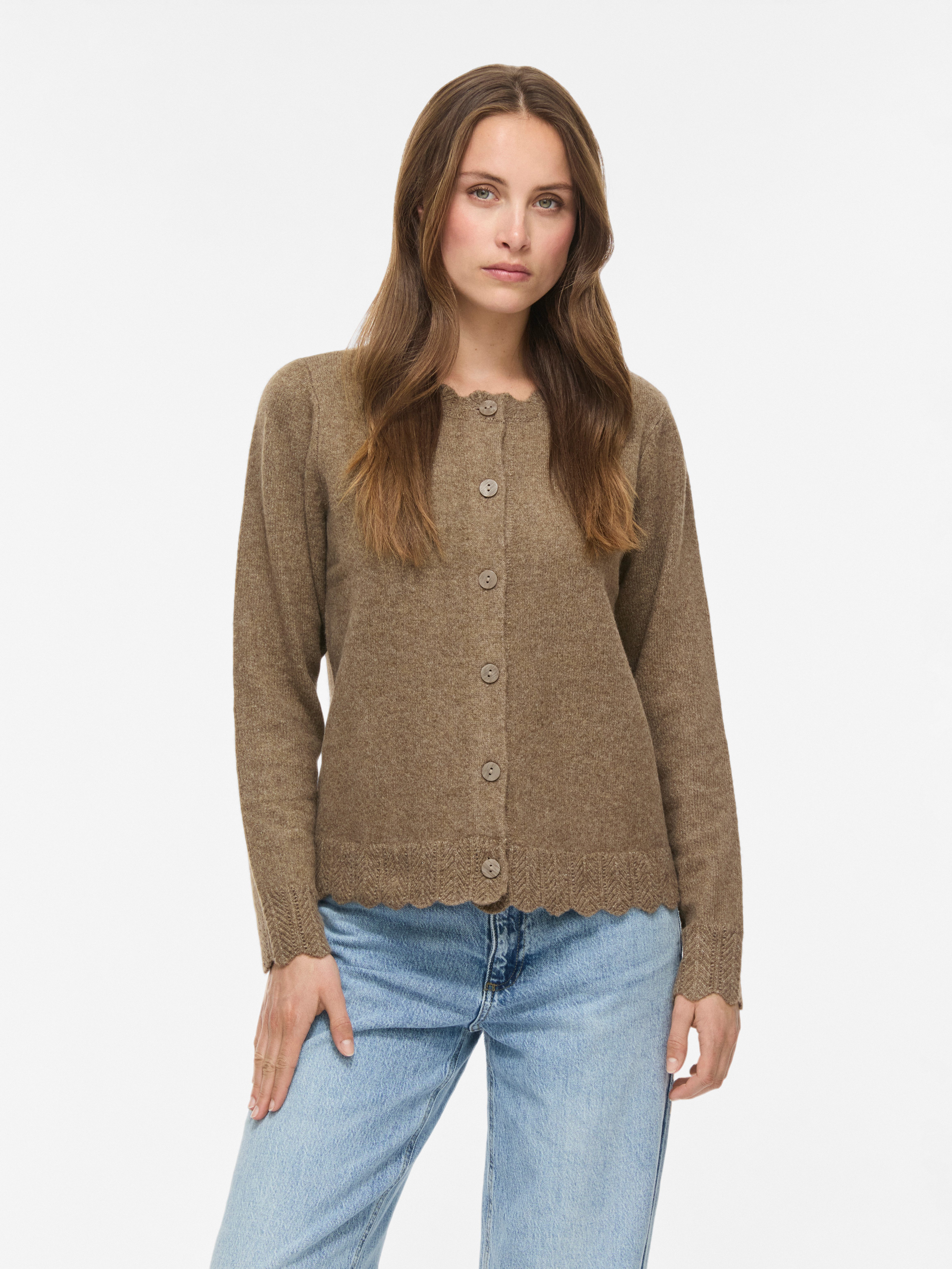 Vila Strickjacke VINIKOLINA L/S O-NECK KNIT CARDIGAN-NOOS Materialmix, Stretch, regular fit