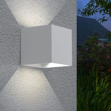 etc-shop Außen-Wandleuchte, LED-Leuchtmittel fest verbaut, Neutralweiß, 2er Set LED Haus Wand Leuchten Hof Lampen Effekt Strahler verstellbar