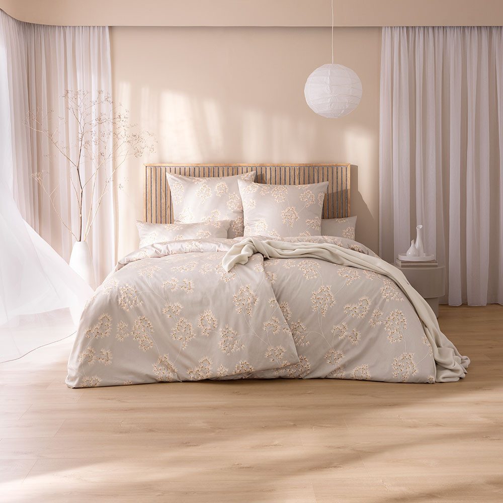 Estella Bettwäsche Birgit, Schweizer Satin, 3 teilig, Feinster Schweizer Premium-Satin aus 100% Baumwolle