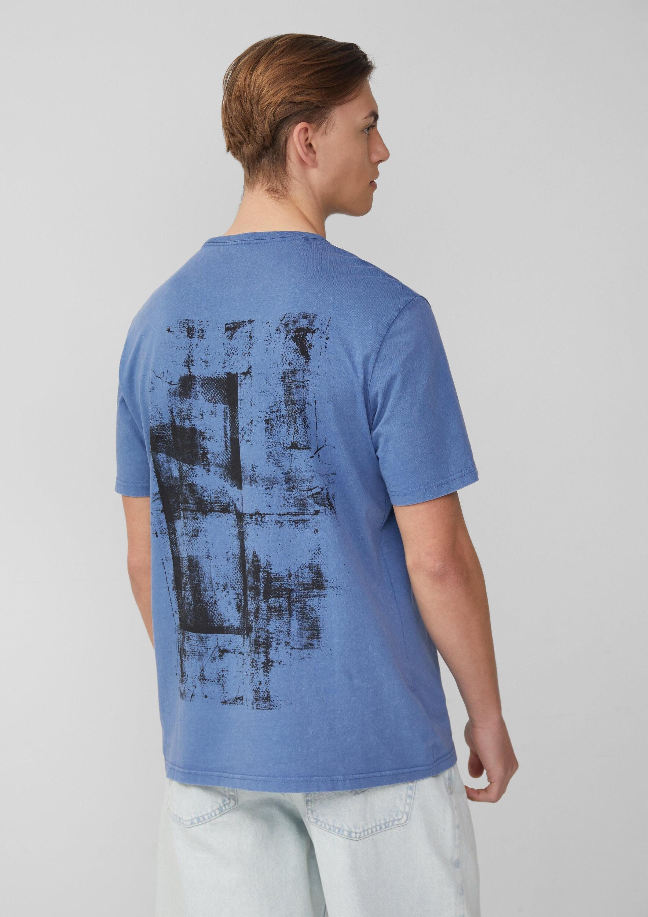 QS Kurzarmshirt T-Shirt Gewaschenes T-Shirt mit Front- und Rückenprint günstig online kaufen