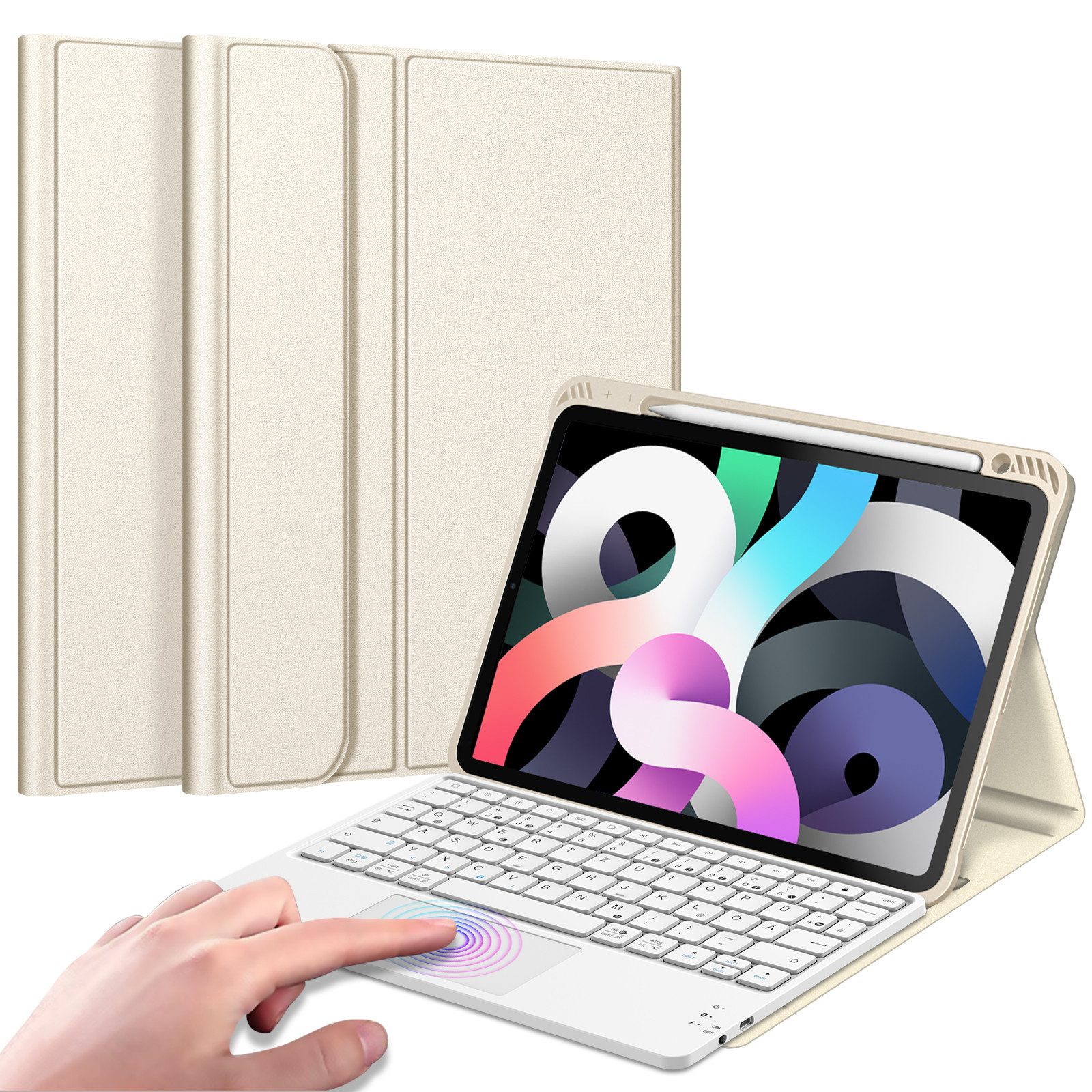 Fintie Tablet-Hülle für iPad Air 11'' M4/M3/M2(2026/2025/2024), iPad Air 5/4 Gen 2022/2020 10.9 Zoll, mit Stifthalter, Magnetische Abnehmbare Deutsche Tastatur mit Touchpad