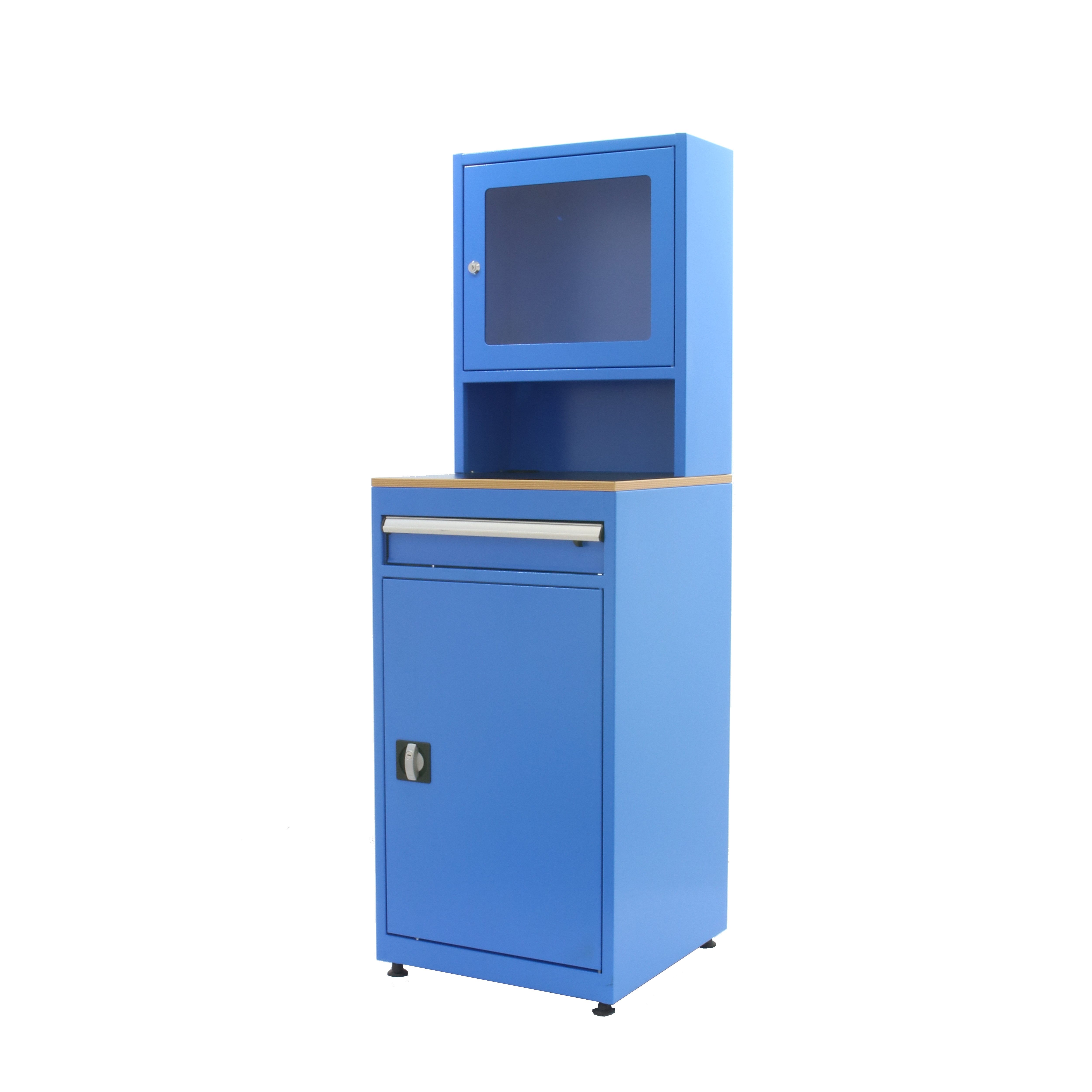 PROREGAL® Computerschrank Industrie-PC-Schrank AMEGO 140x56x57cm Mit Schließfach Blau
