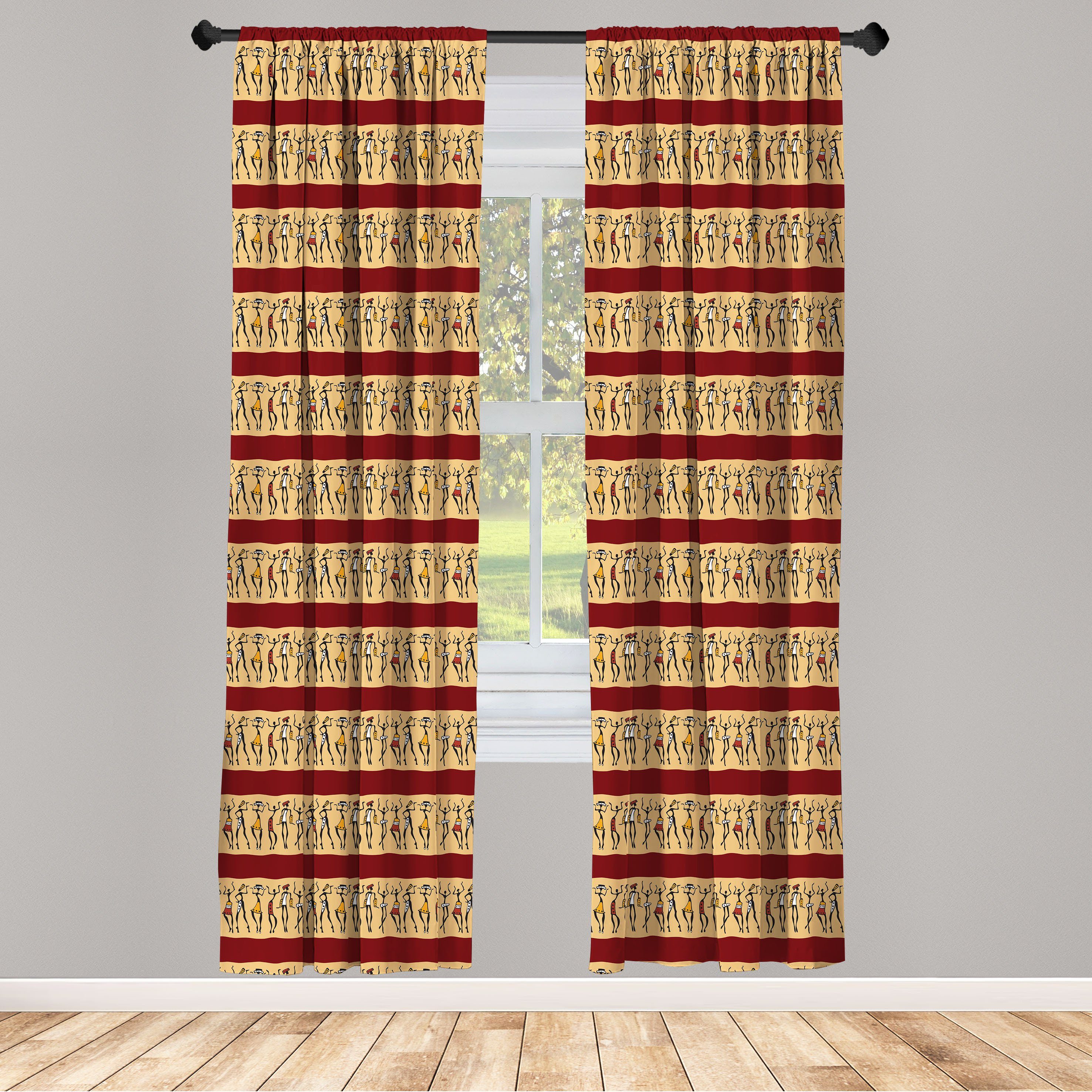 Gardine Vorhang für Wohnzimmer Schlafzimmer Dekor, Abakuhaus, Microfaser, afrikanische Frau Einheimische Kultur | Fertiggardinen