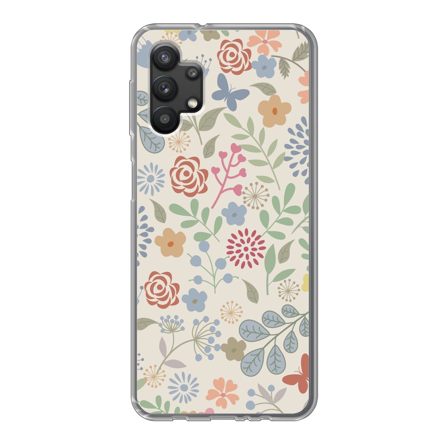 MuchoWow Handyhülle für Samsung Galaxy A32 5G Eine Blumenmuster-Illustration mit vielen Bl, Smartphone-Bumper, Print, Handy Schutzhülle Dünn