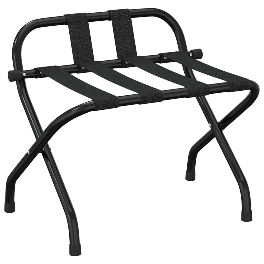 vidaXL Kofferstaffelei Gepäckablage mit Rückenlehne Schwarz 56x39x52 cm