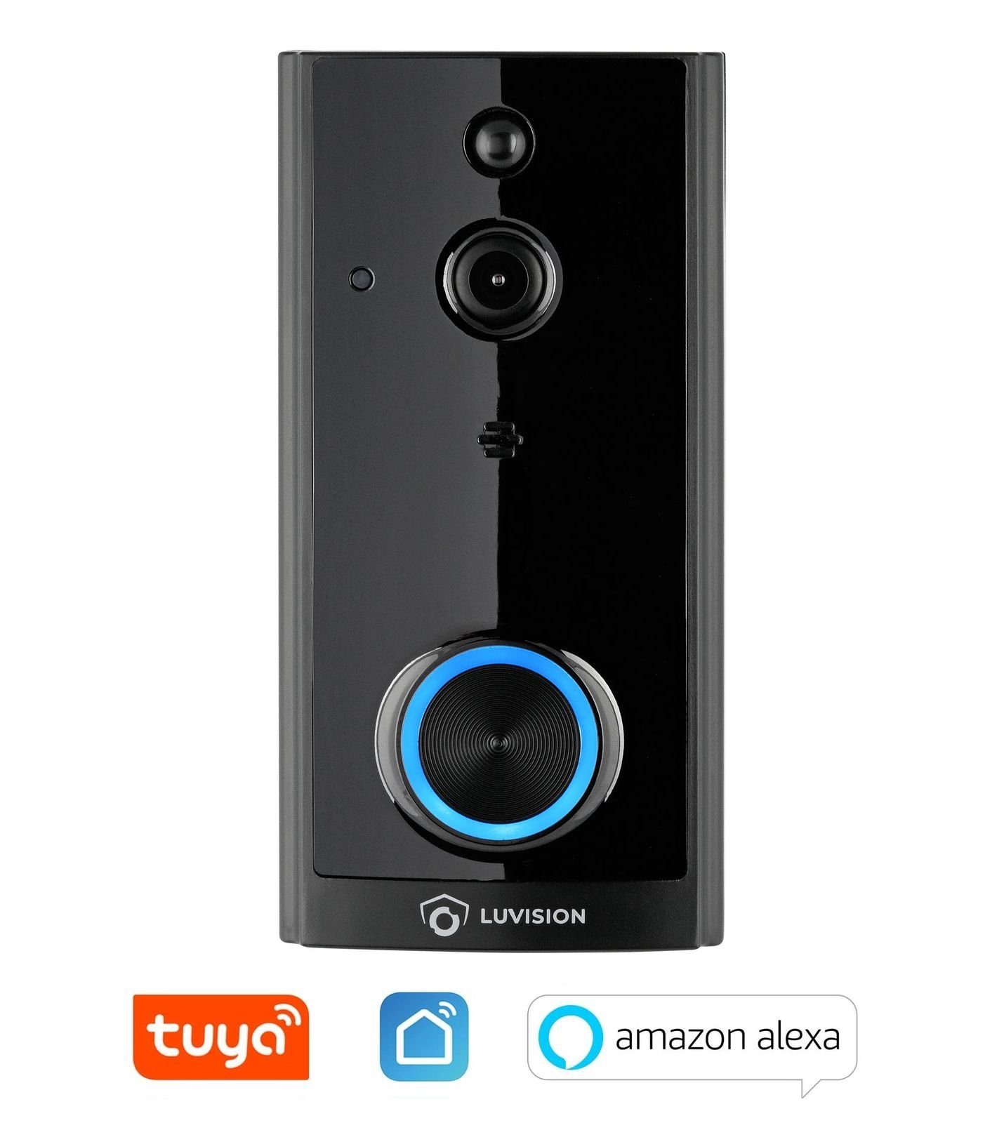 LUVISION LV-T-2020B Smart Home Türklingel (Außen- und Innenbereich,  Kabellose WLAN Funk Video Türklingel Türglocke mit Überwachungskamera, Tuya  App, Alexa kompatibel, 2-Wege Audio, Mikrofon Push Alarm Full HD)