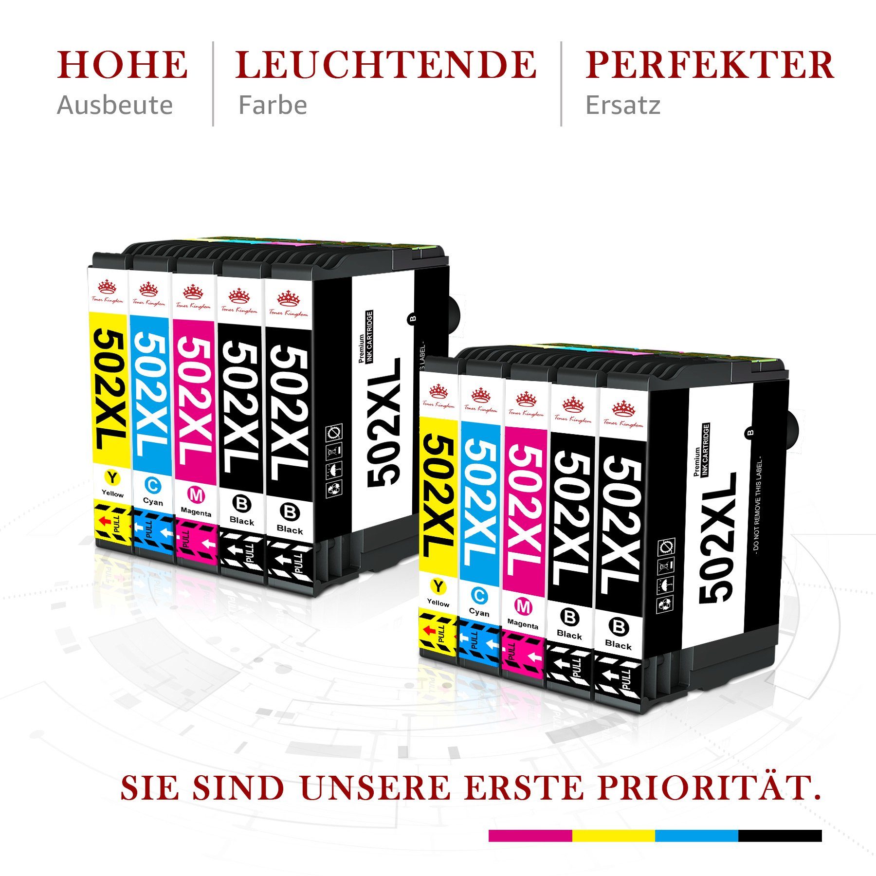 Epson Multipack) Toner für Tintenpatrone DWF 502 Kingdom XP-5105 XP-5100 WF-2860 Druckerpatrone 502 (Expression WF-2865 XP-5115, DWF BCMY Home Ersatz XL