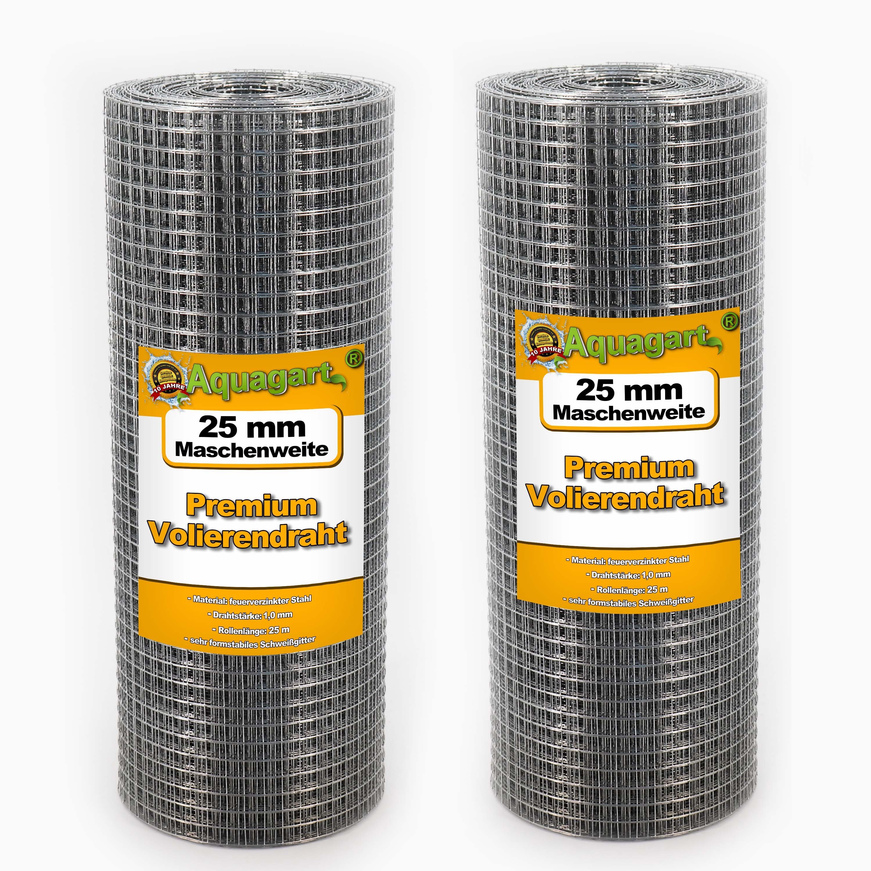 Aquagart Volierendraht 25m x 0,5m Volierendraht Drahtgitter Schweissgitter Drahtzaun, (1-St)
