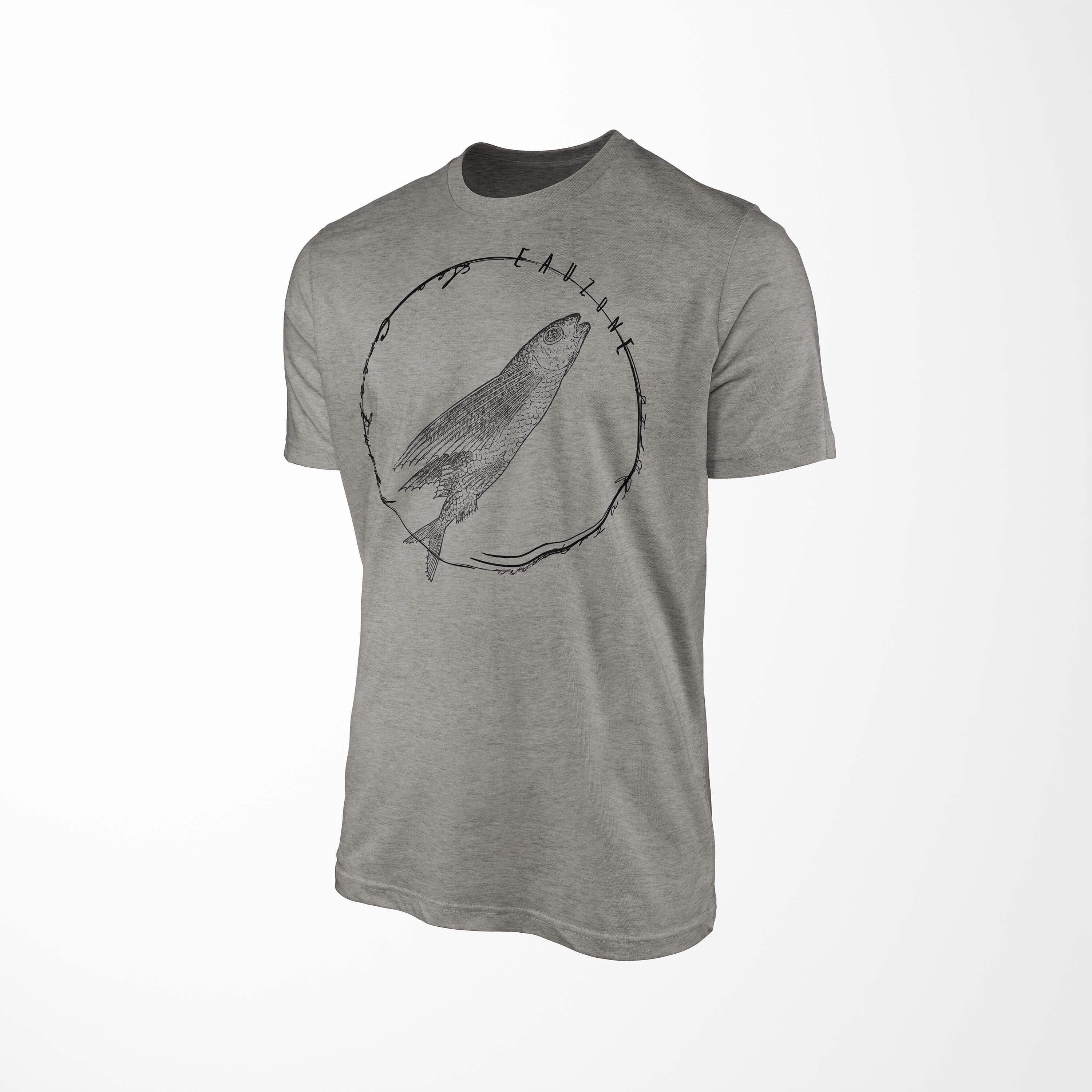 Sinus Art T-Shirt T-Shirt Tiefsee Schnitt feine Serie: Sea Sea Fische 085 Ash Creatures, sportlicher Struktur und / 