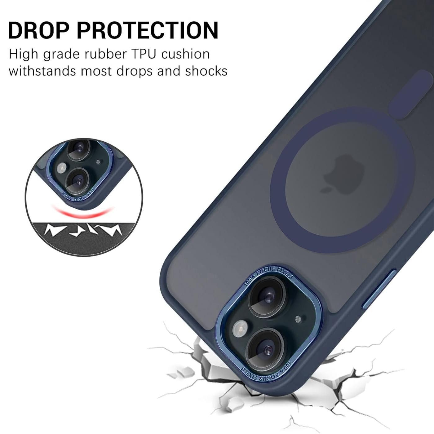 CoolGadget Handyhülle Magnet Hülle für iPhone 14 Schutzhülle mit Metall Kamerarahmen 6,1 Zoll, magnetisches Schutzcase Matt Stoßfest kompatibel mit Magsafe Zube – Bild 5 von 5