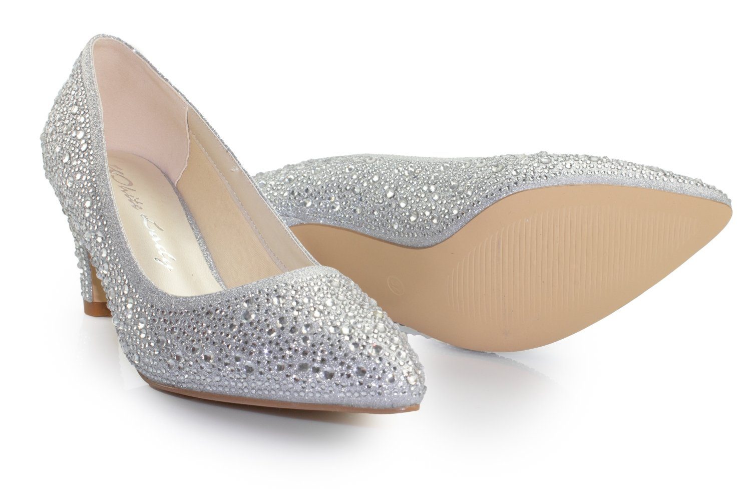 zirkonia Lady 925 Pumps White Glitter silber - Pumps