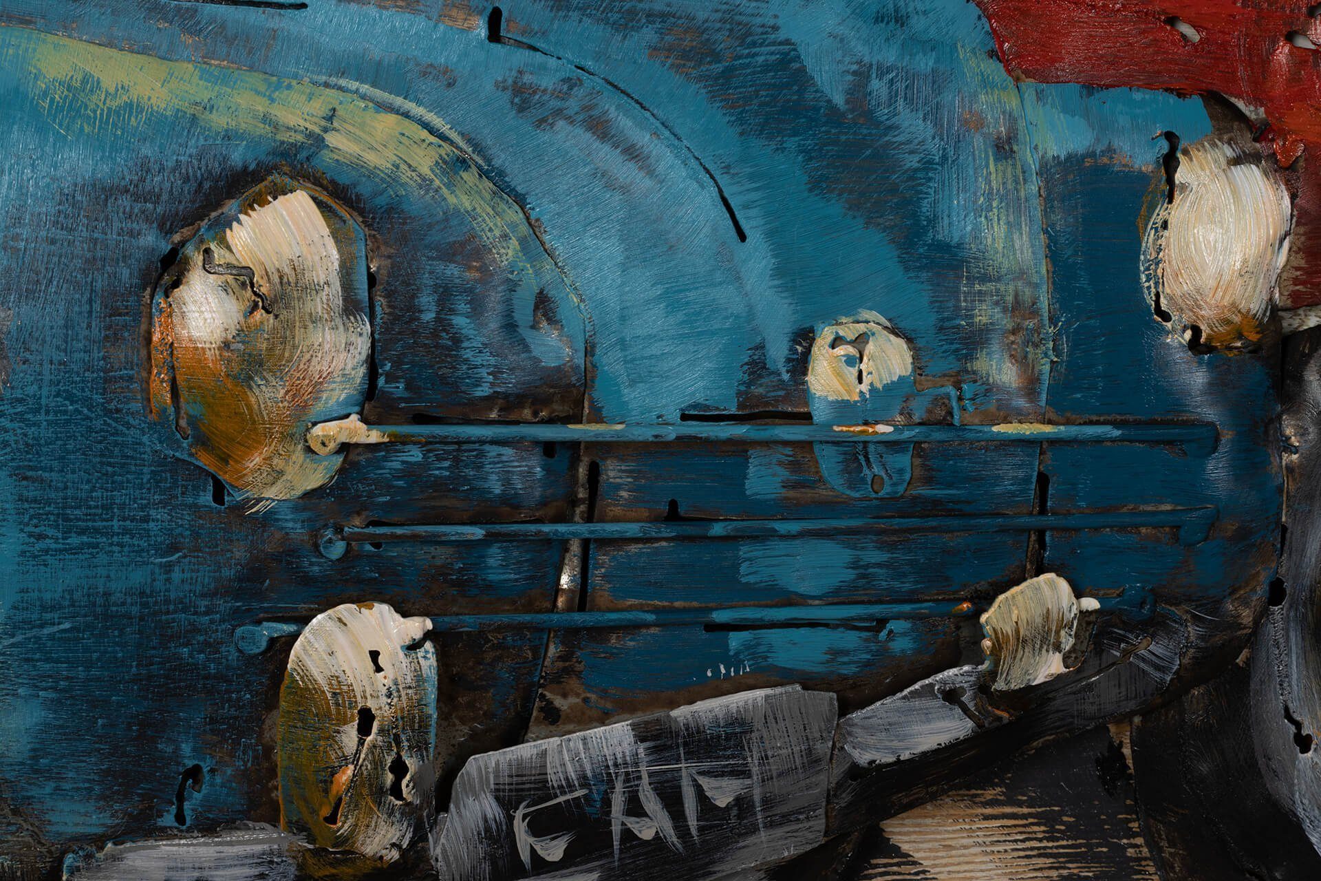 KUNSTLOFT Wandbild Blue vs. handgefertigtes 3D Effekt 100x50 Red cm, Wandbild mit