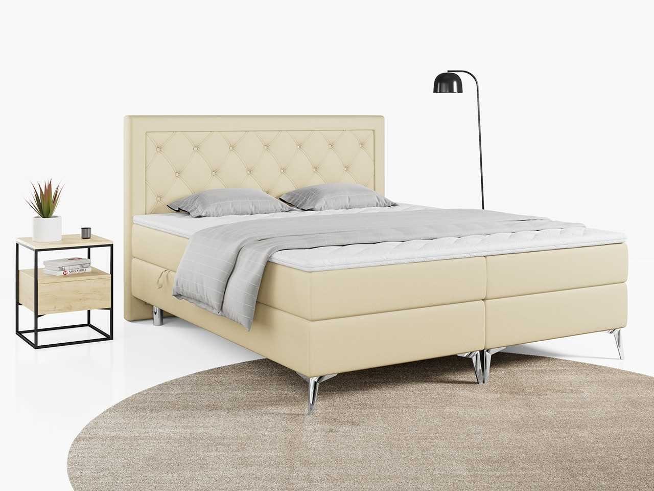 MKS MÖBEL Boxspringbett DUNAJ, Doppelbett mit Multipocket-Matratze, Polsterbett mit Kopfstütze