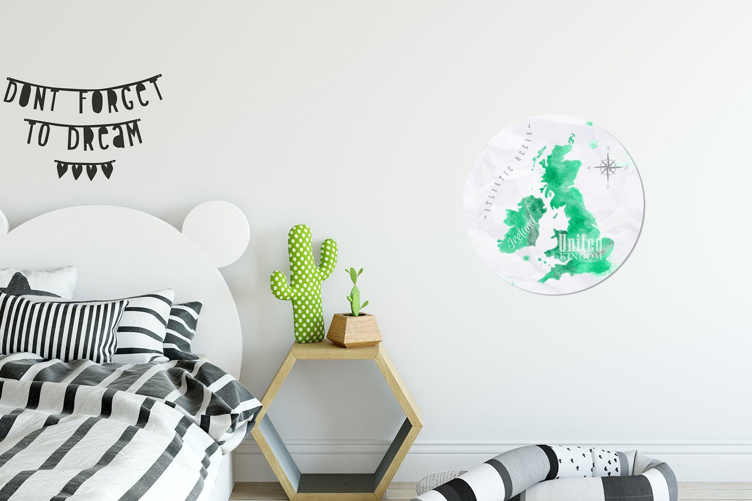 MuchoWow Wandsticker England - Weltkarte Aquarell - für Tapetenaufkleber, Wohnzimmer (1 Rund, Tapetenkreis St), Kinderzimmer