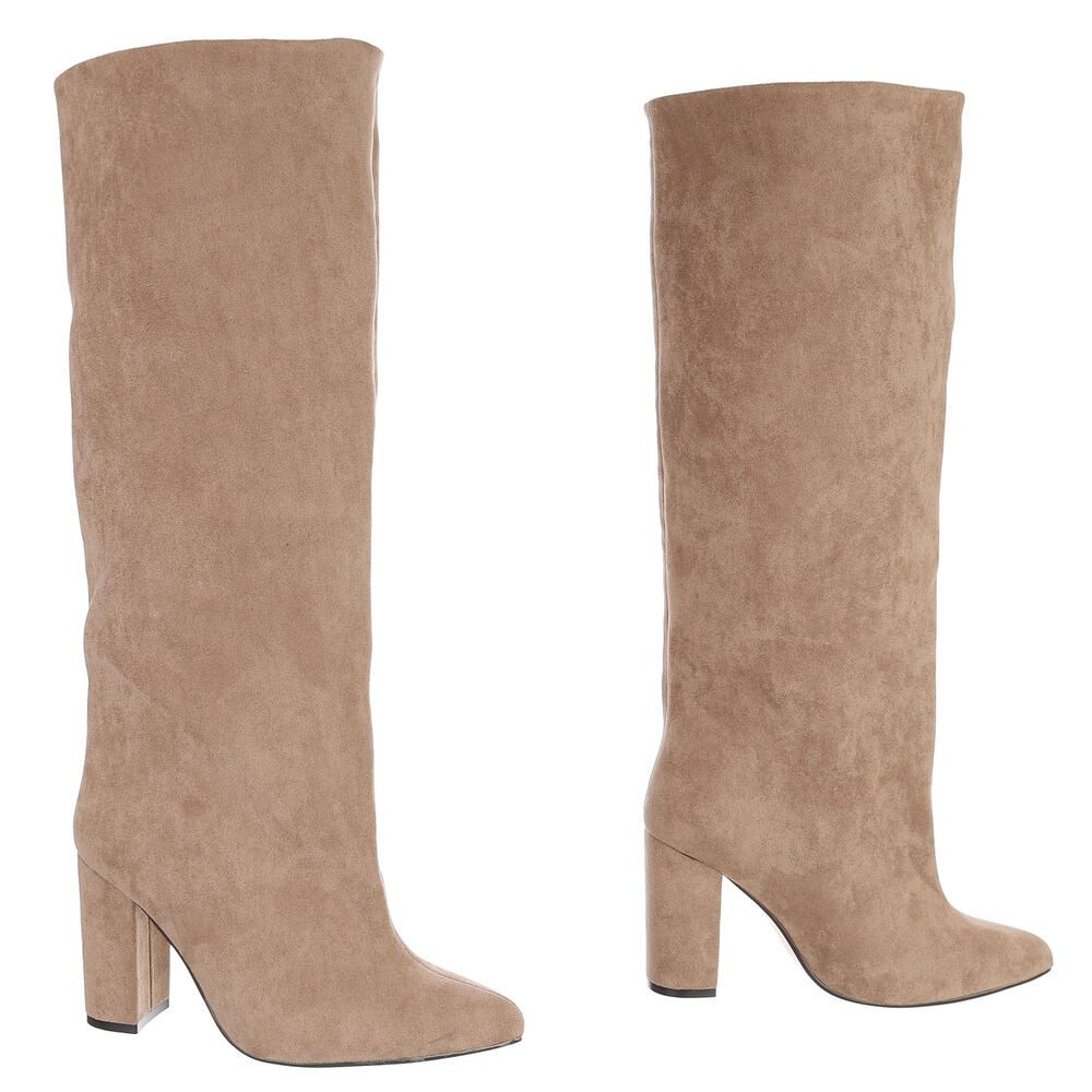 Ital-Design Damen Overknee-Stiefel mit Blockabsatz elegant High-Heel-Stiefel (92125286) Blockabsatz Stiefel in Hellbraun – Bild 4 von 5